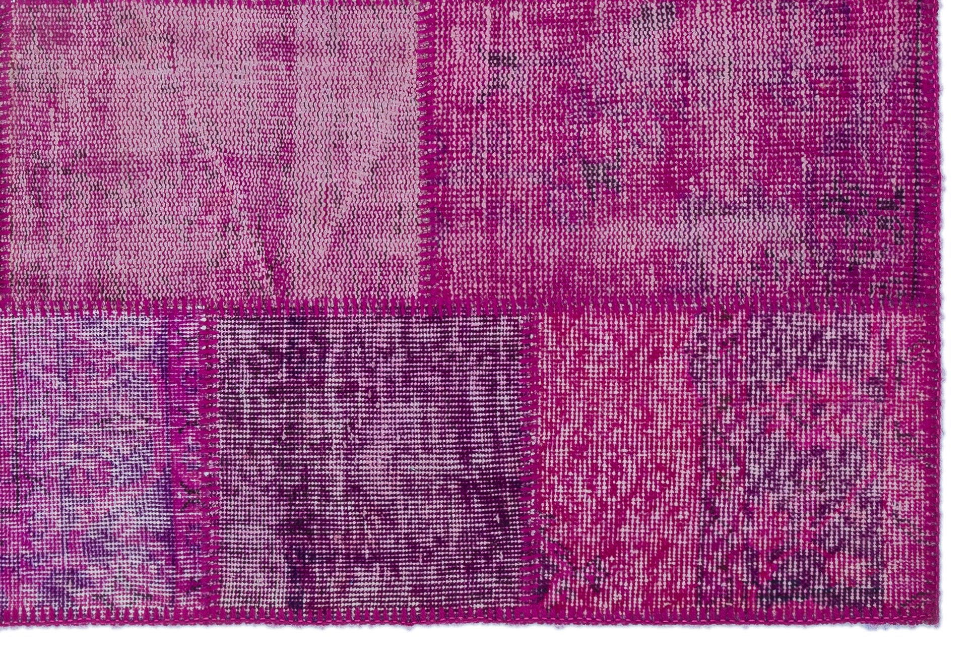 Fuchsia Over Dyed Patchwork Unique Rug 3'11'' x 5'11'' ft 120 x 180 cm