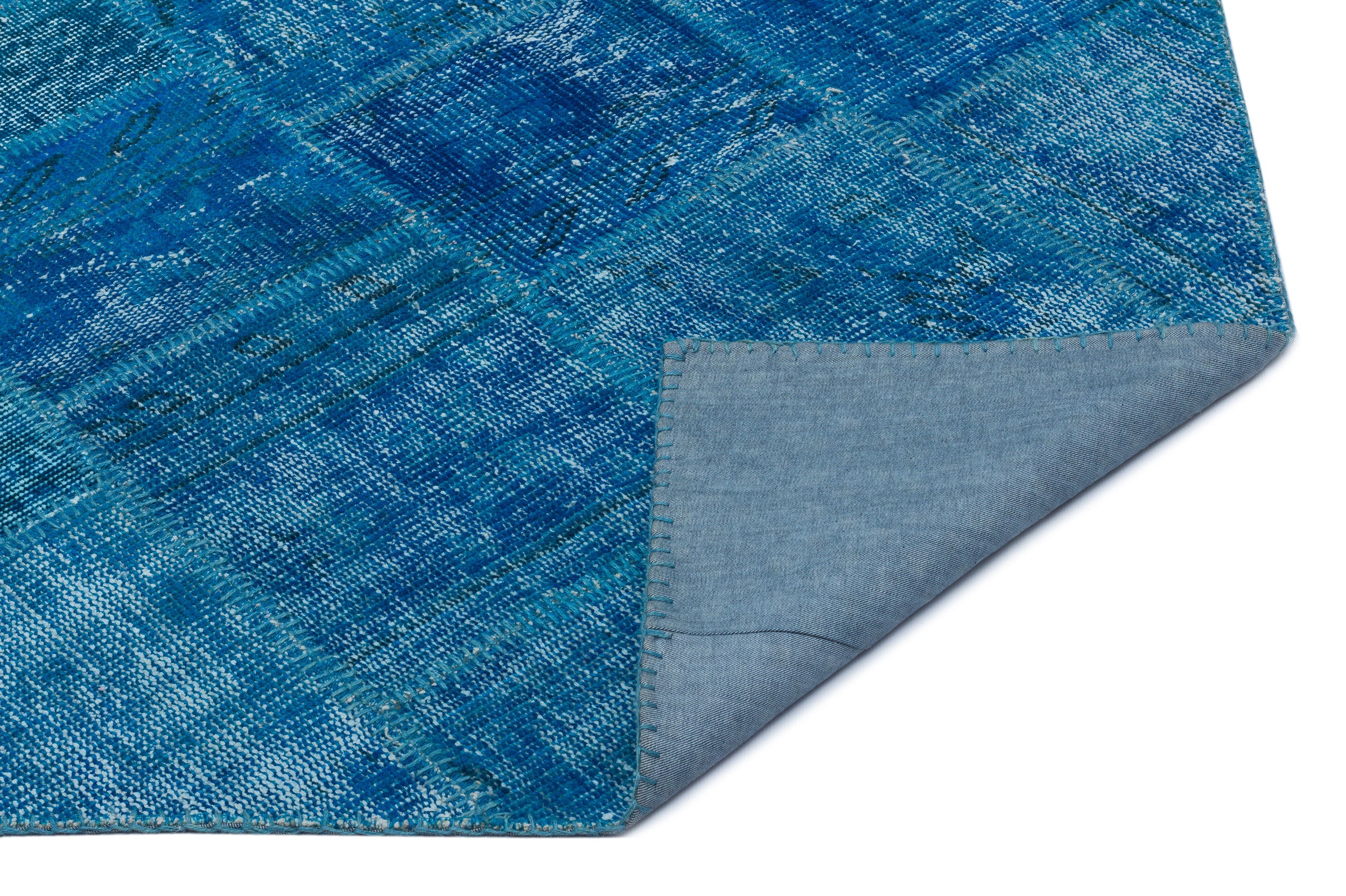 Turquoise  Over Dyed Patchwork Unique Rug 3'11'' x 5'11'' ft 120 x 180 cm