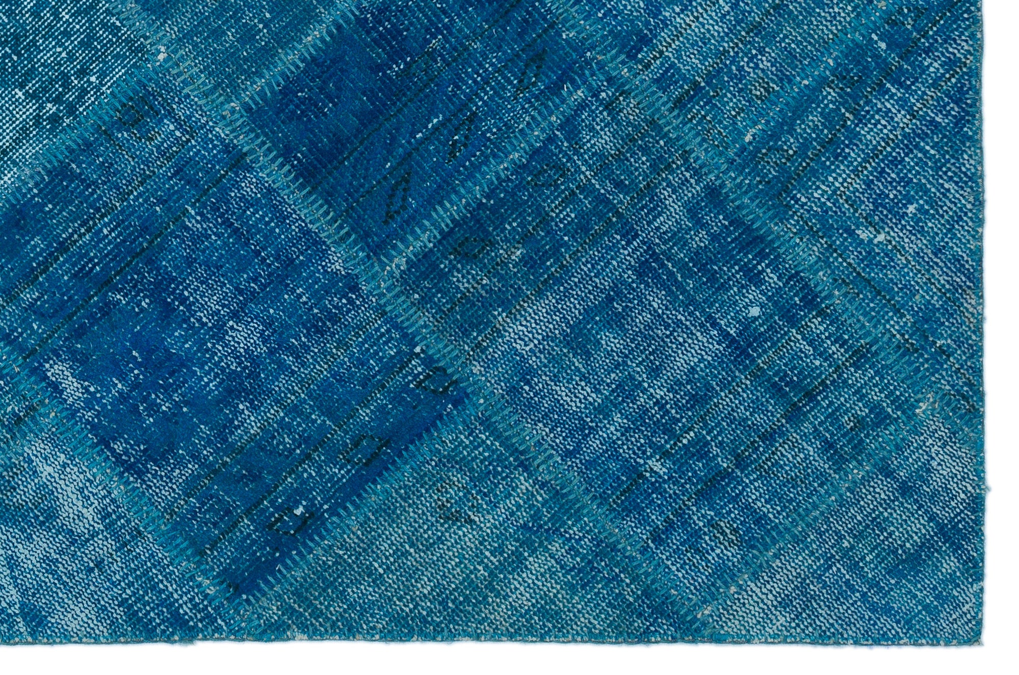 Turquoise  Over Dyed Patchwork Unique Rug 3'11'' x 5'11'' ft 120 x 180 cm