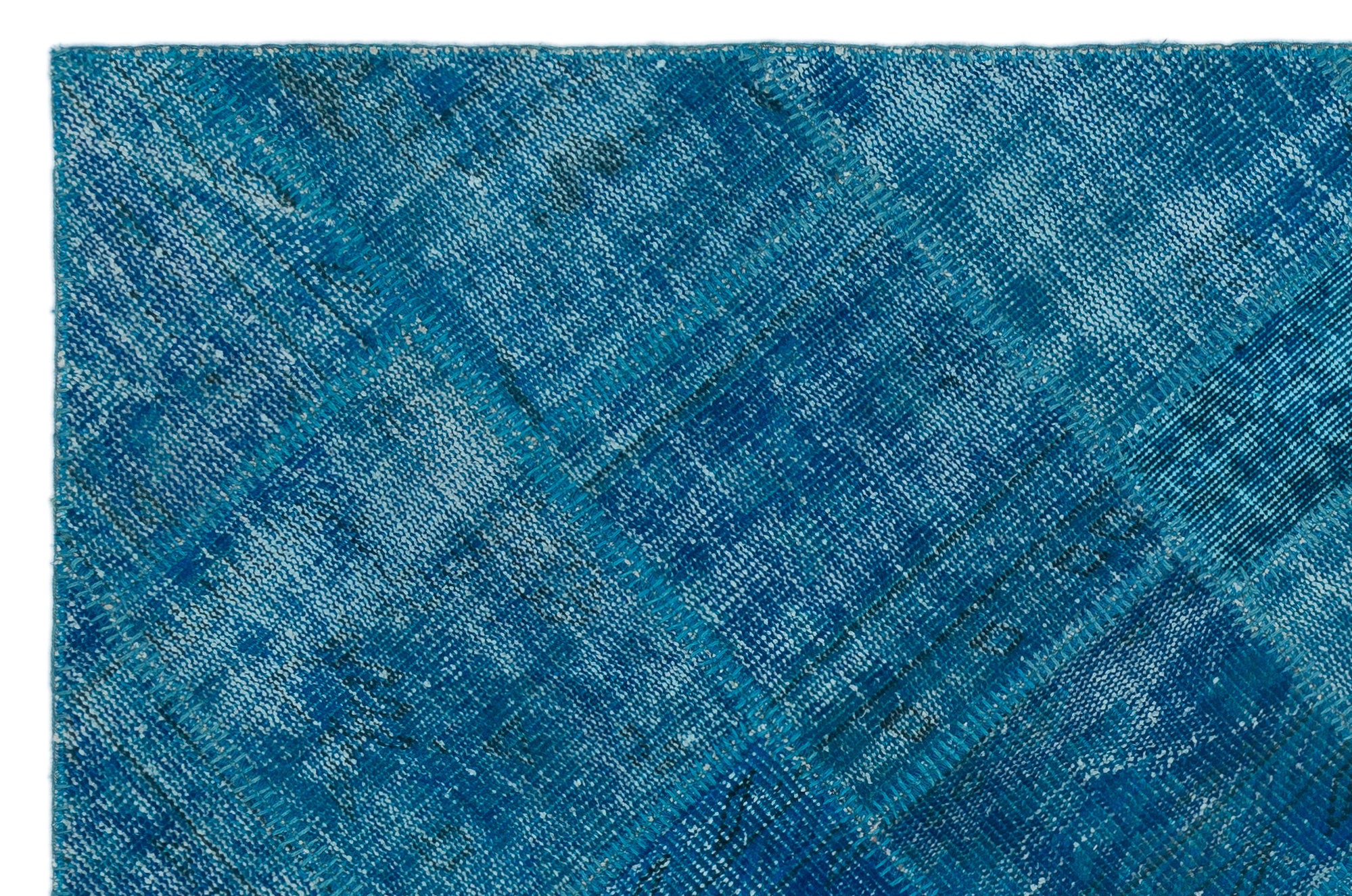 Turquoise  Over Dyed Patchwork Unique Rug 3'11'' x 5'11'' ft 120 x 180 cm