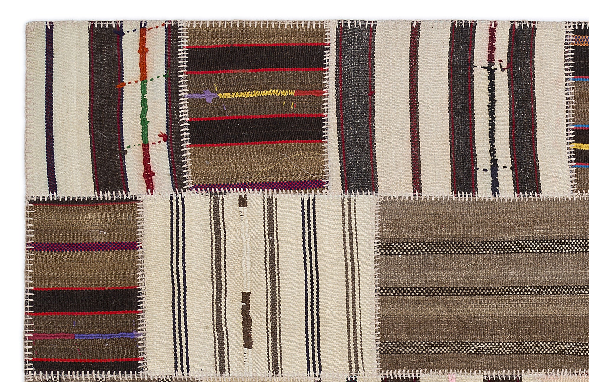Striped Over Dyed Kilim Patchwork Unique Rug 5'3'' x 7'7'' ft 160 x 230 cm