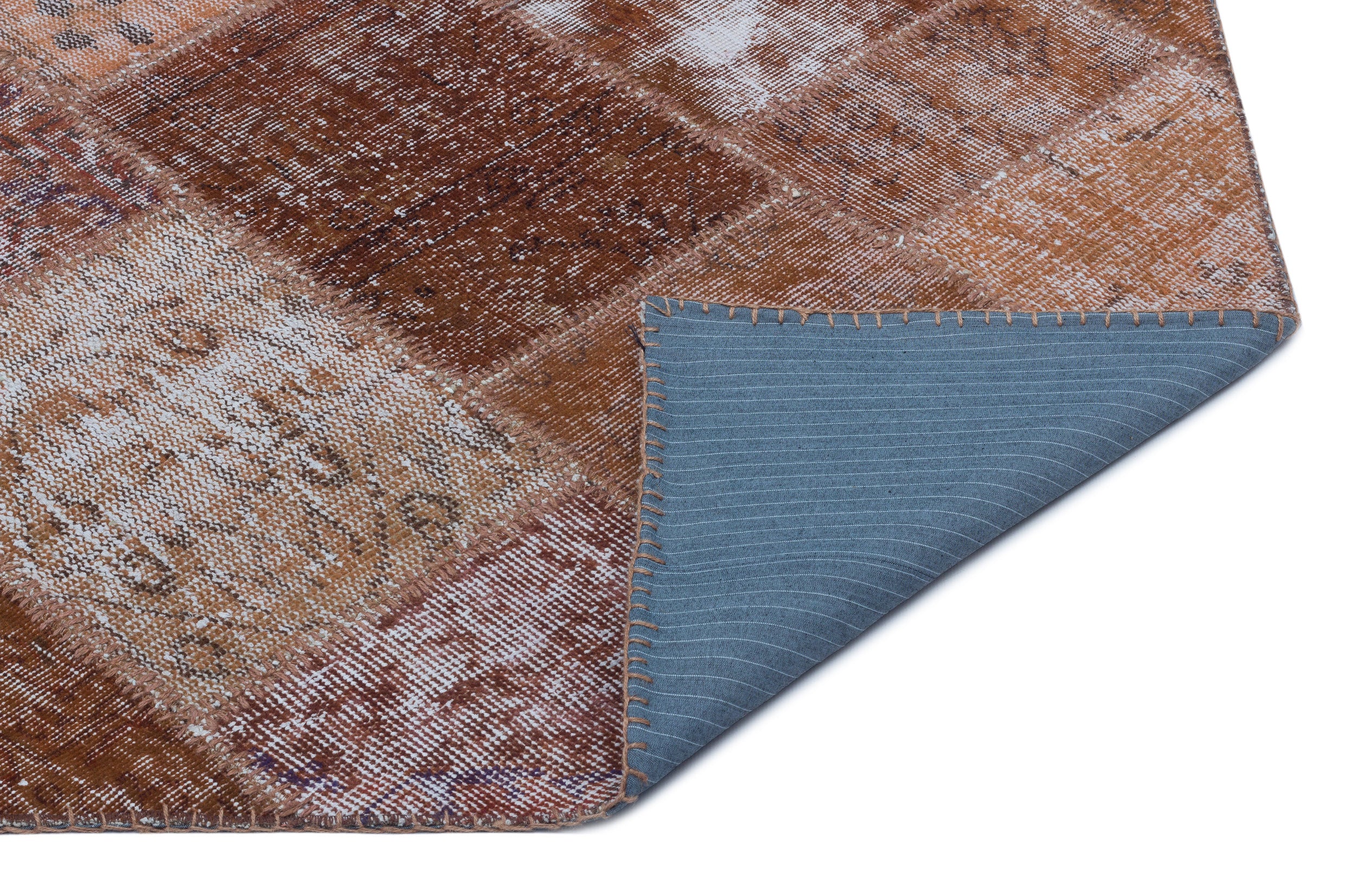 Brown Over Dyed Patchwork Unique Rug 3'11'' x 5'11'' ft 120 x 180 cm