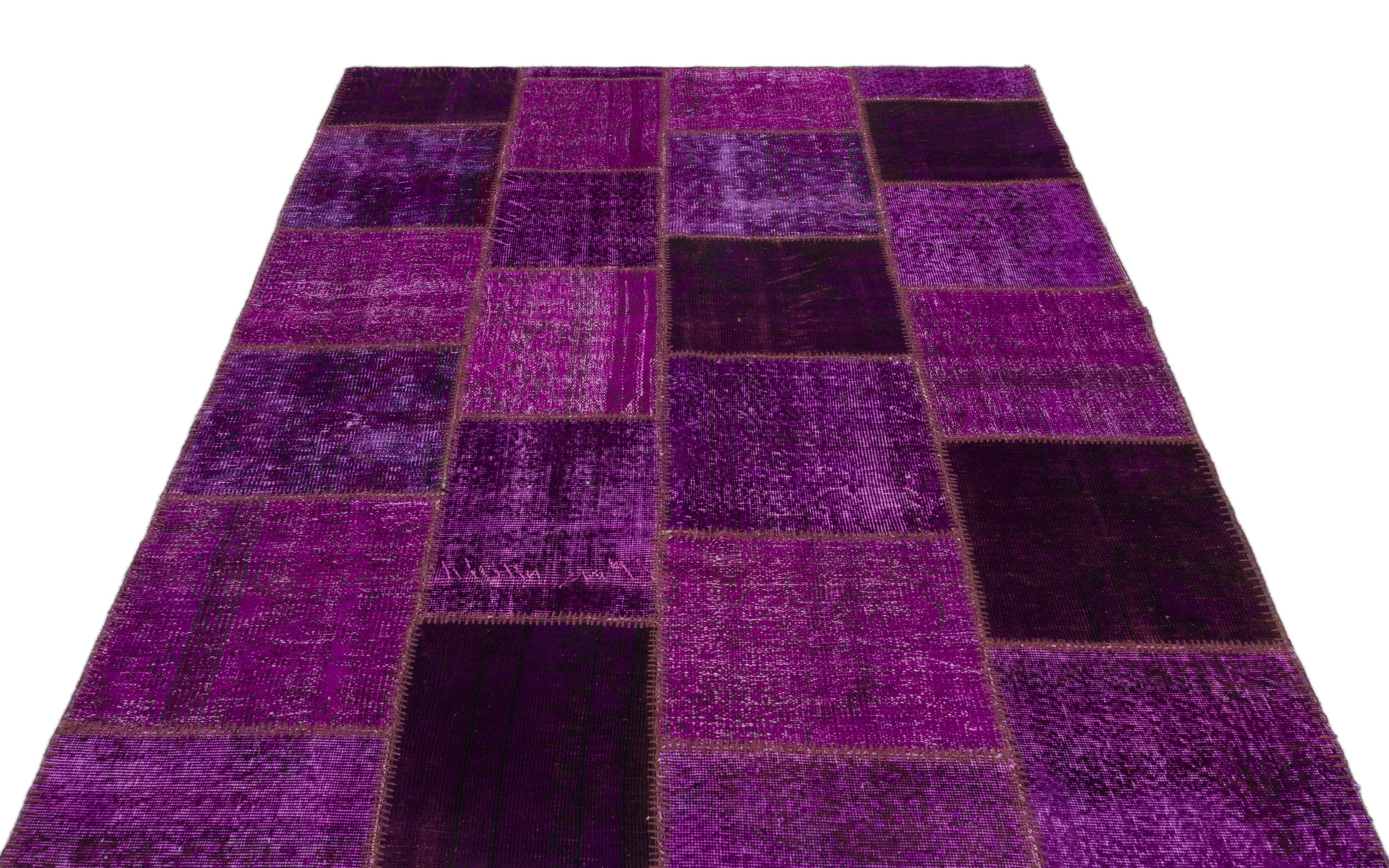 Purple Over Dyed Patchwork Unique Rug 5'3'' x 7'7'' ft 160 x 230 cm