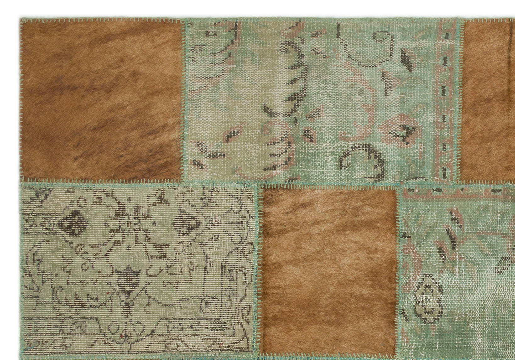 Turquoise  Over Dyed Patchwork Unique Rug 5'3'' x 7'7'' ft 160 x 230 cm
