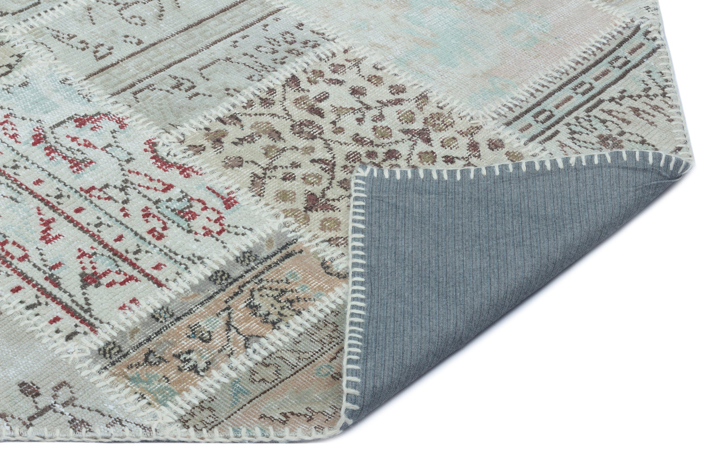 Beige Over Dyed Patchwork Unique Rug 3'11'' x 5'11'' ft 120 x 180 cm