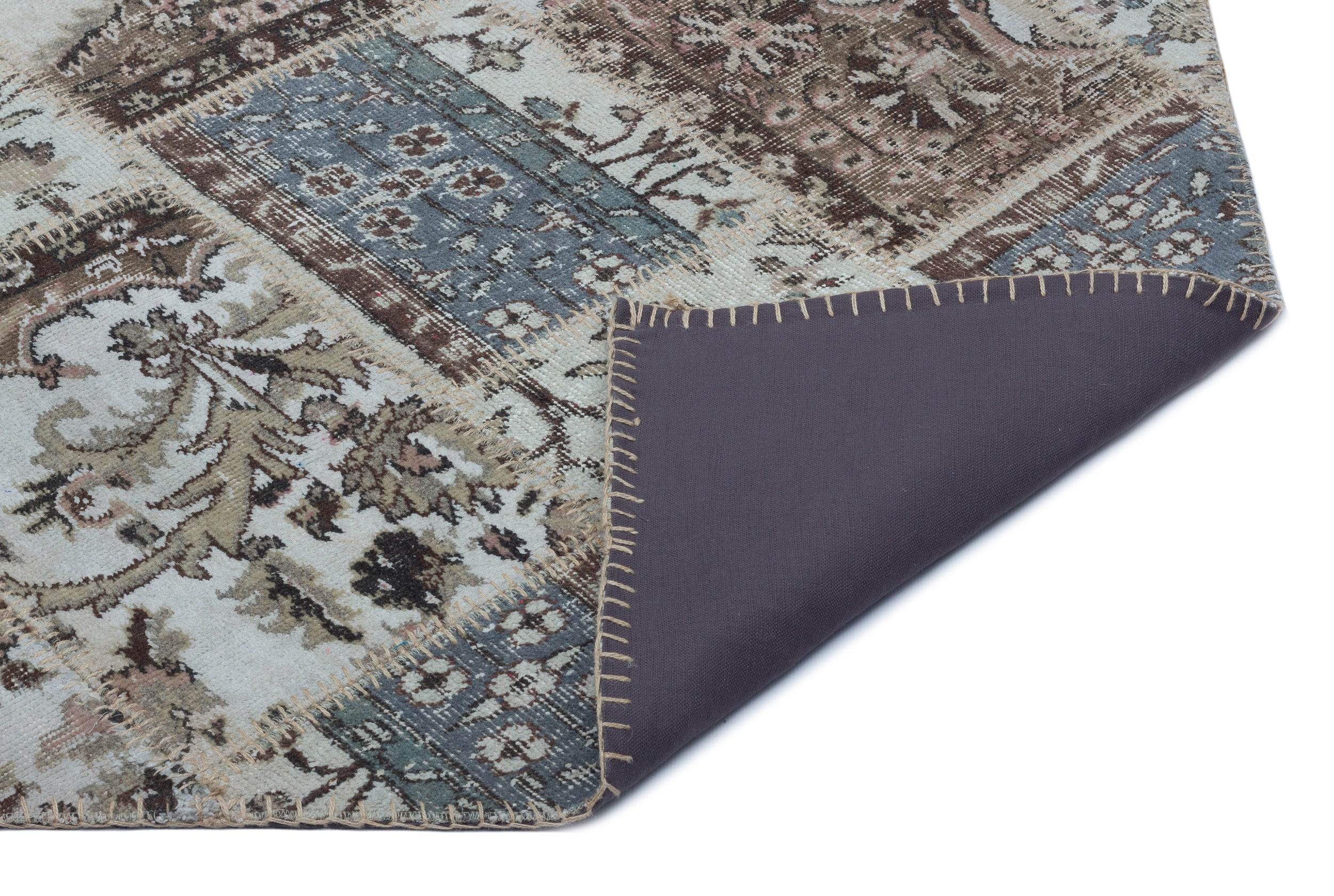Beige Over Dyed Patchwork Unique Rug 3'11'' x 5'11'' ft 120 x 180 cm