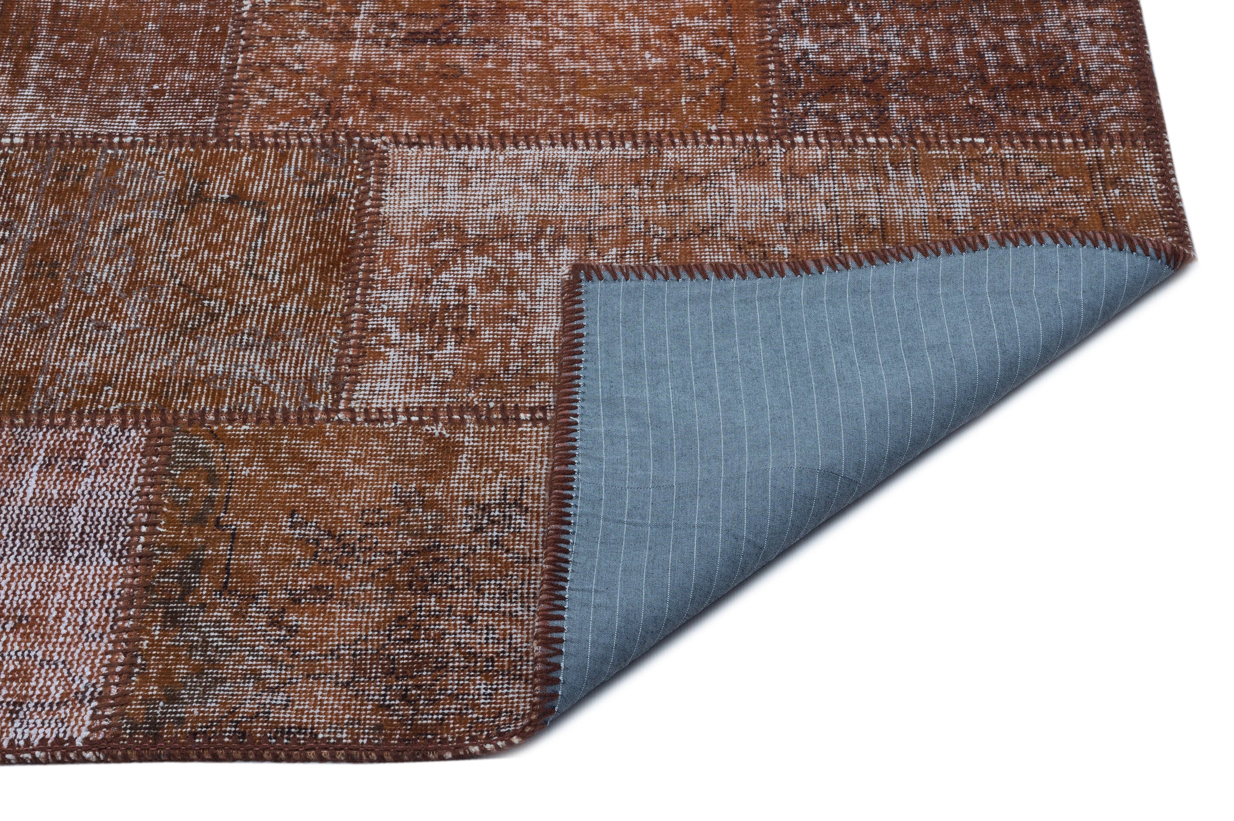 Brown Over Dyed Patchwork Unique Rug 3'11'' x 5'11'' ft 120 x 180 cm