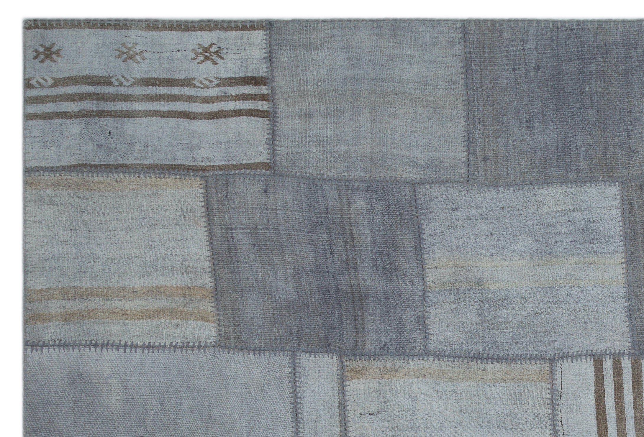 Mixed Over Dyed Kilim Patchwork Unique Rug 6'7'' x 9'11'' ft 201 x 302 cm