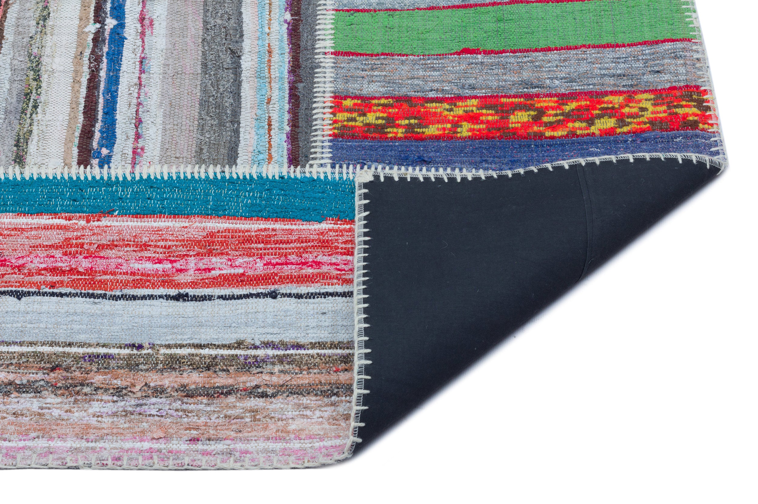 Striped Over Dyed Kilim Patchwork Unique Rug 5'3'' x 7'3'' ft 160 x 220 cm
