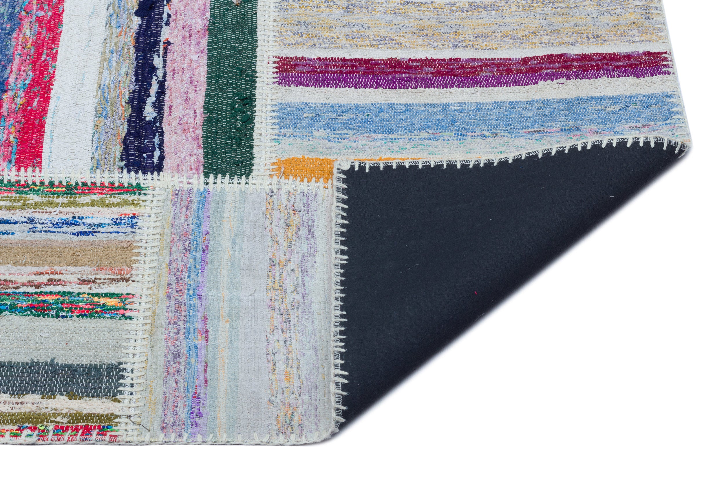Striped Over Dyed Kilim Patchwork Unique Rug 5'3'' x 7'7'' ft 160 x 230 cm