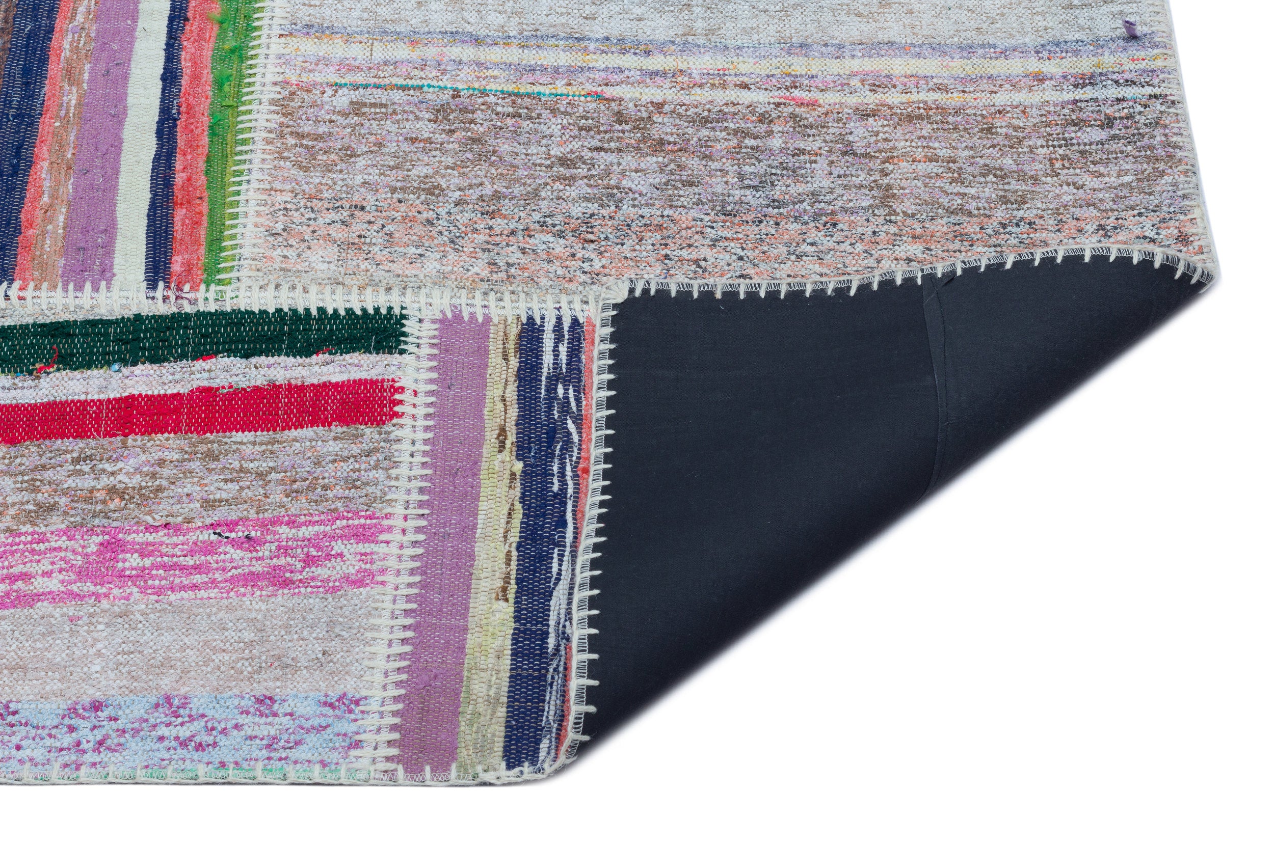 Striped Over Dyed Kilim Patchwork Unique Rug 5'3'' x 7'7'' ft 160 x 230 cm