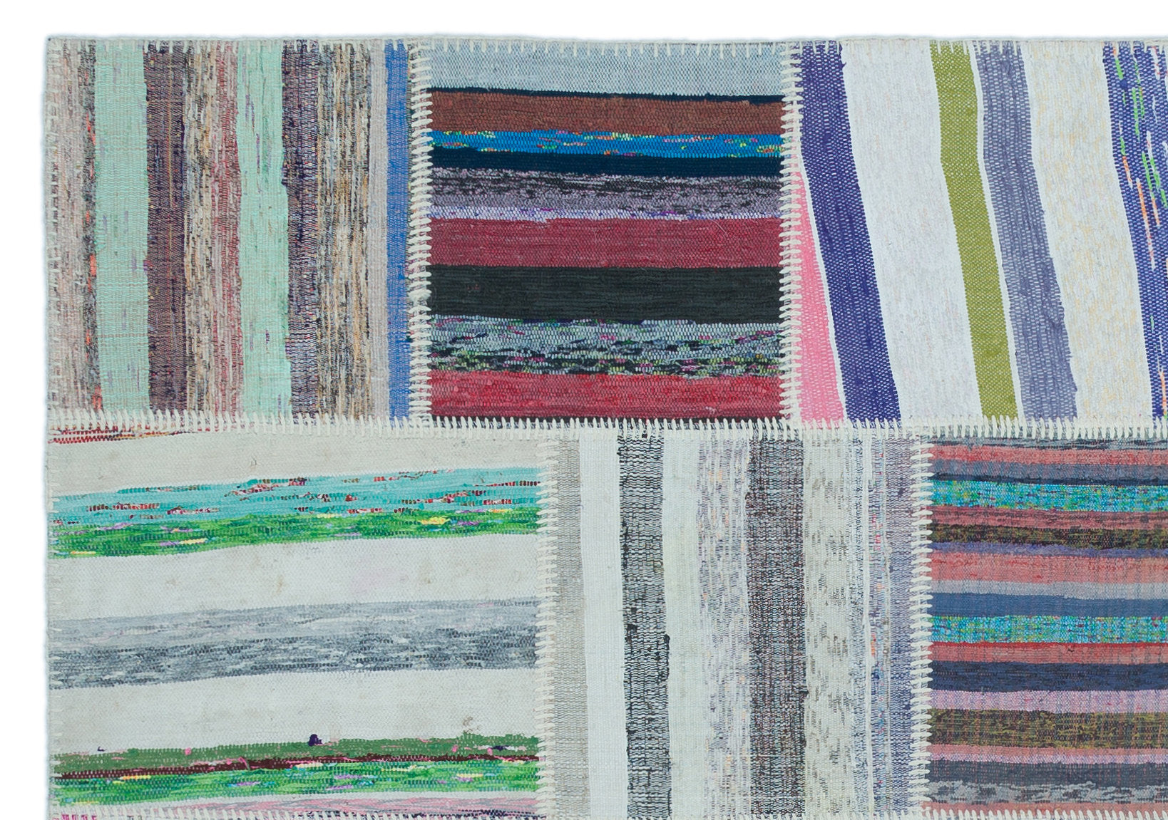 Striped Over Dyed Kilim Patchwork Unique Rug 5'3'' x 7'7'' ft 160 x 230 cm