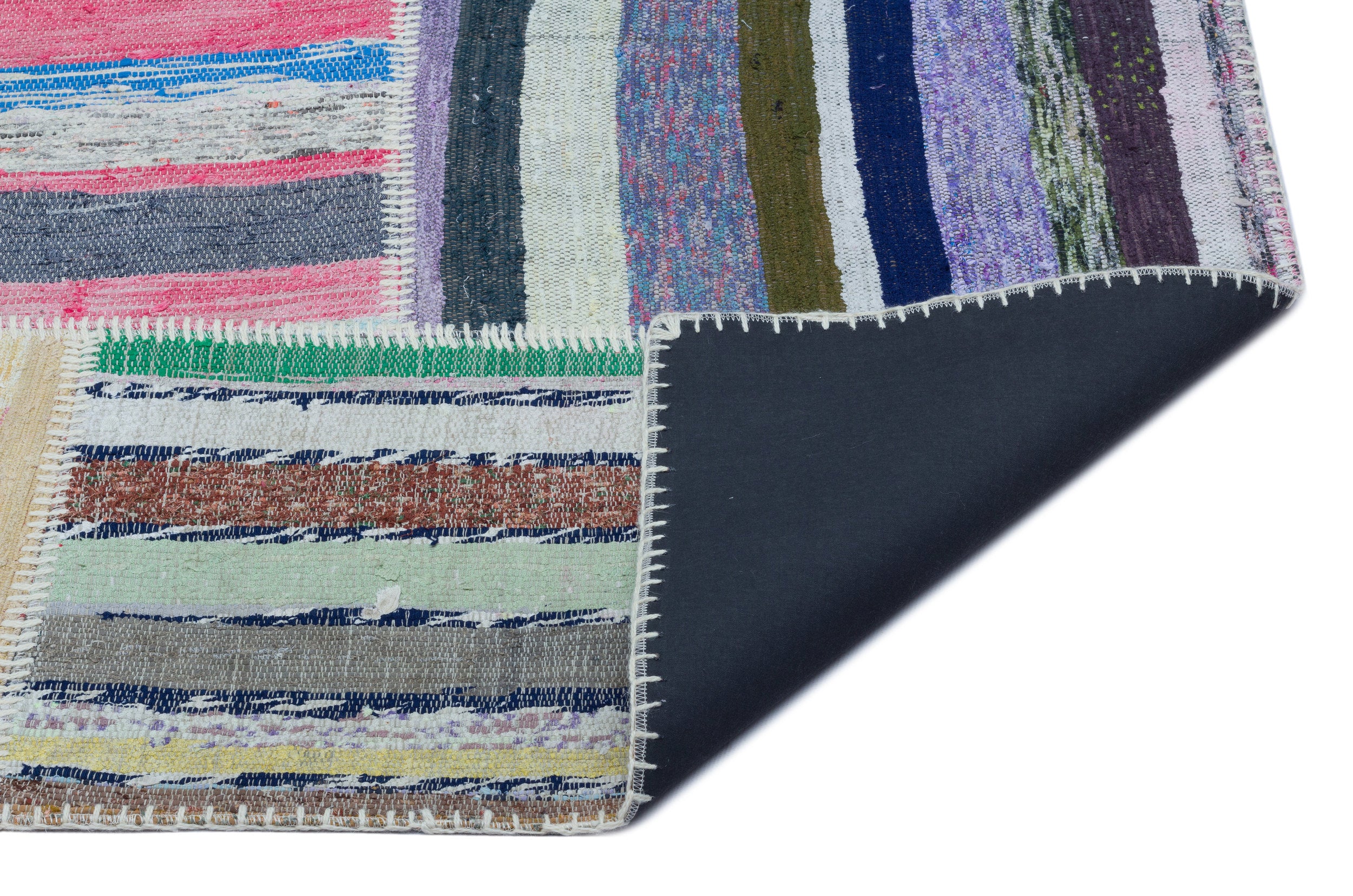 Striped Over Dyed Kilim Patchwork Unique Rug 5'3'' x 7'7'' ft 160 x 230 cm