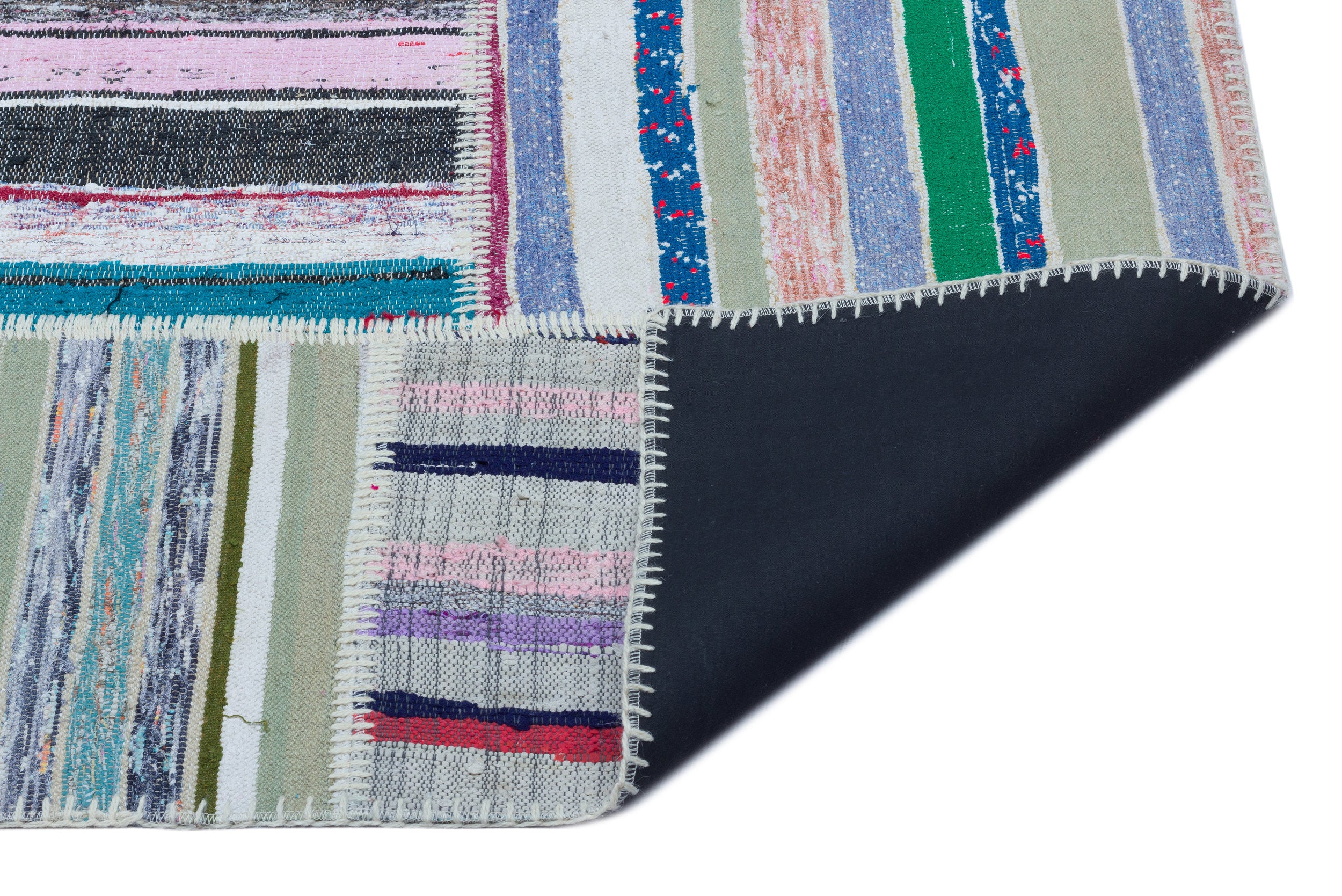Striped Over Dyed Kilim Patchwork Unique Rug 5'3'' x 7'7'' ft 160 x 230 cm