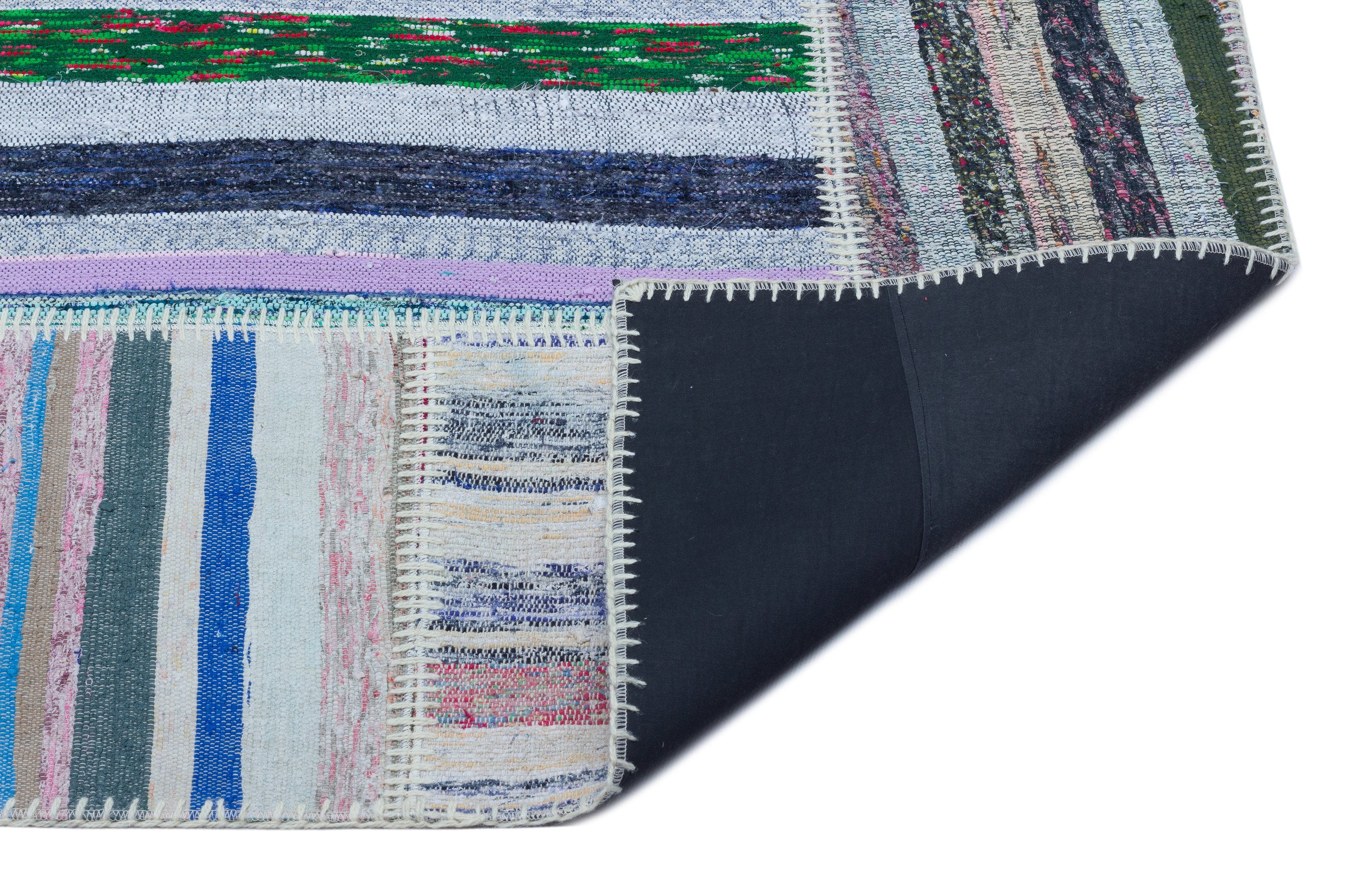 Striped Over Dyed Kilim Patchwork Unique Rug 5'3'' x 7'5'' ft 160 x 226 cm