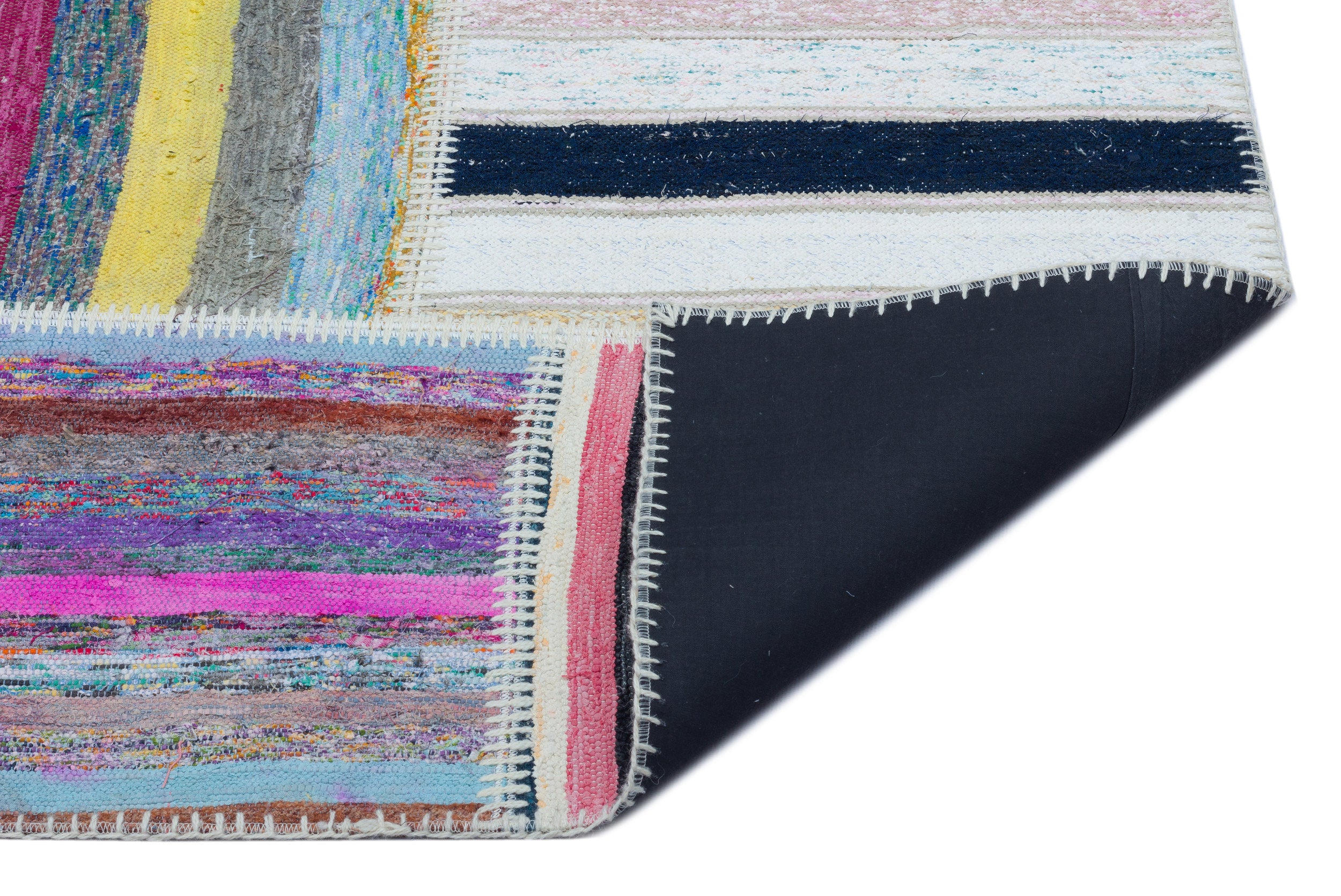Striped Over Dyed Kilim Patchwork Unique Rug 5'3'' x 7'5'' ft 160 x 225 cm