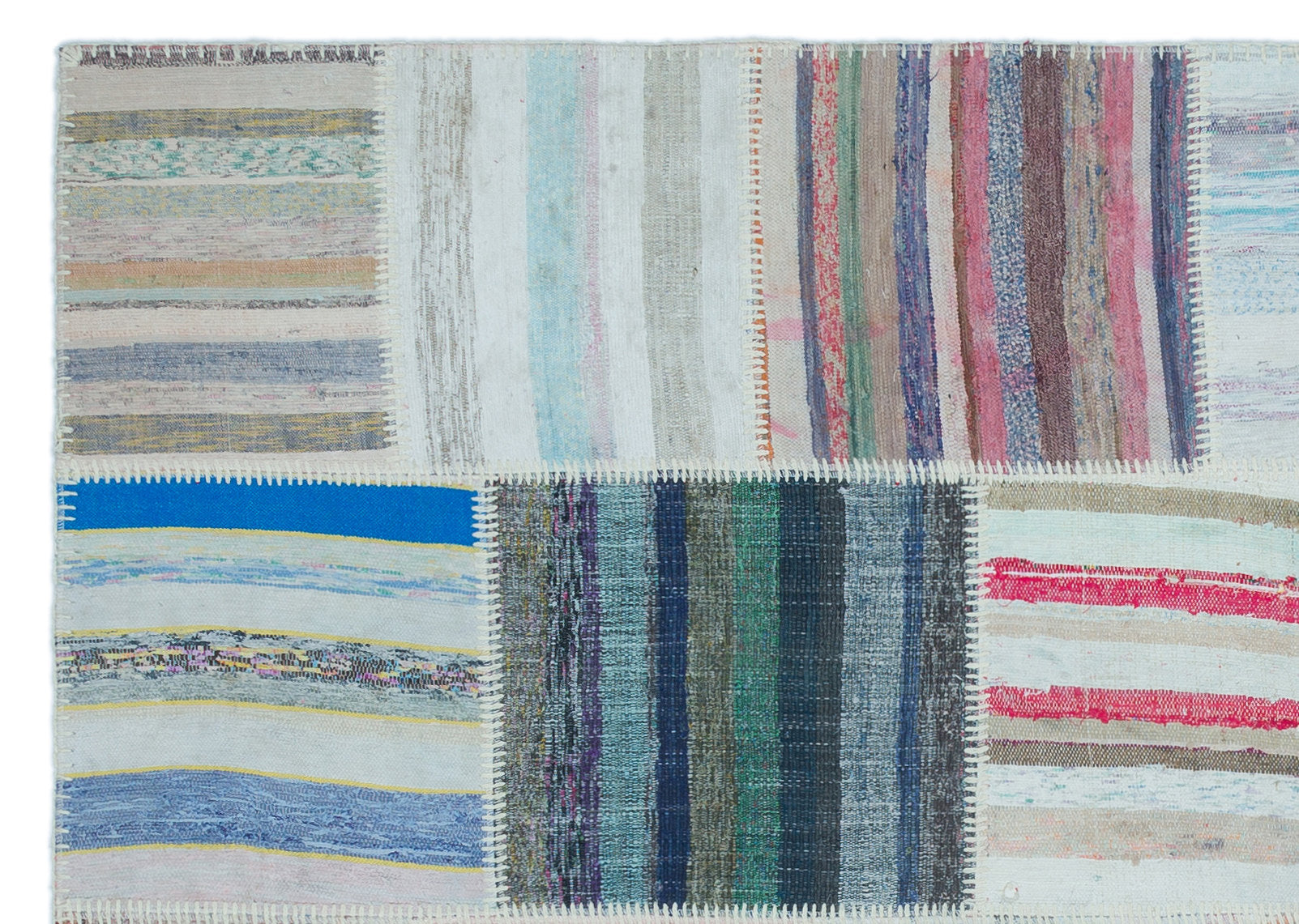 Striped Over Dyed Kilim Patchwork Unique Rug 5'3'' x 7'5'' ft 160 x 225 cm