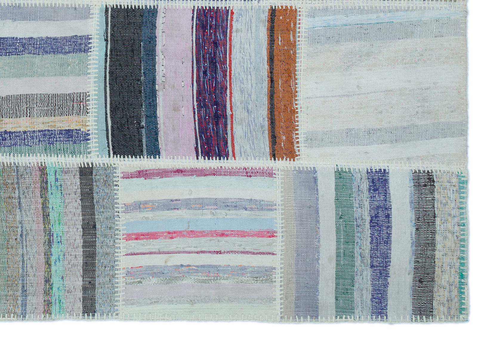Striped Over Dyed Kilim Patchwork Unique Rug 5'3'' x 7'7'' ft 160 x 230 cm
