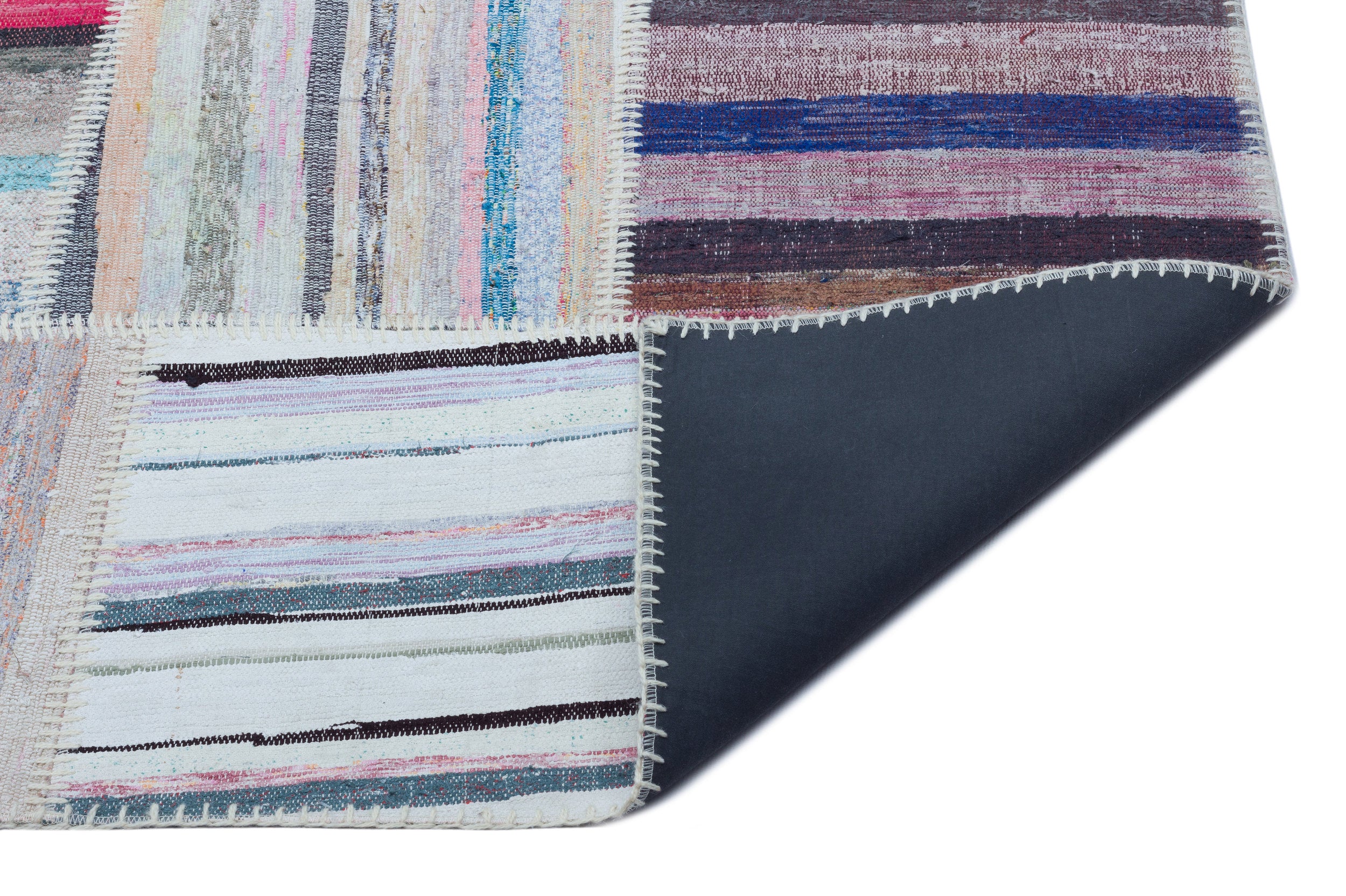 Striped Over Dyed Kilim Patchwork Unique Rug 5'3'' x 7'7'' ft 160 x 230 cm