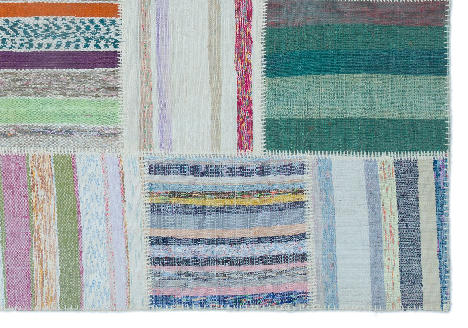 Striped Over Dyed Kilim Patchwork Unique Rug 5'3'' x 7'7'' ft 160 x 230 cm