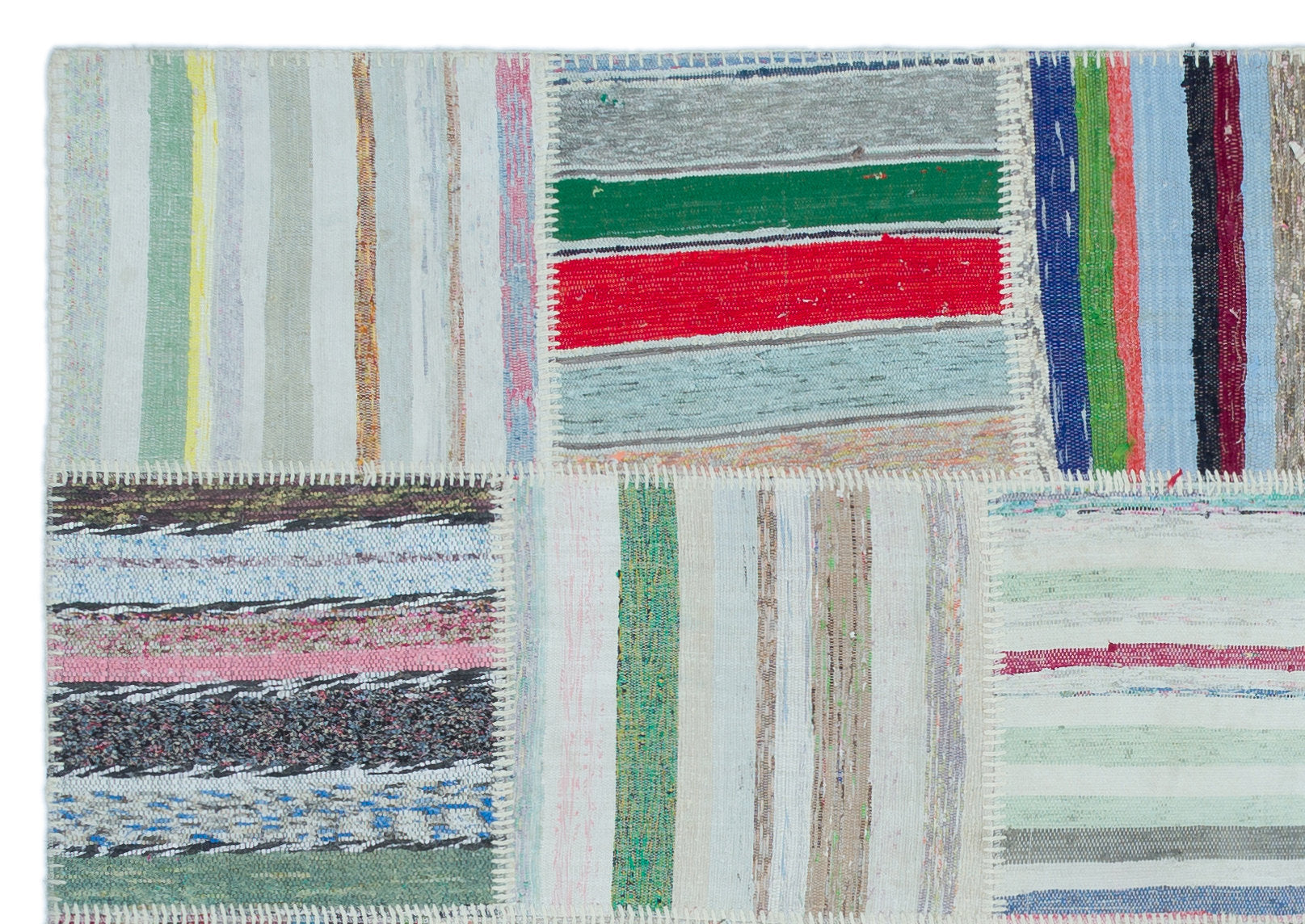 Striped Over Dyed Kilim Patchwork Unique Rug 5'3'' x 7'6'' ft 160 x 228 cm