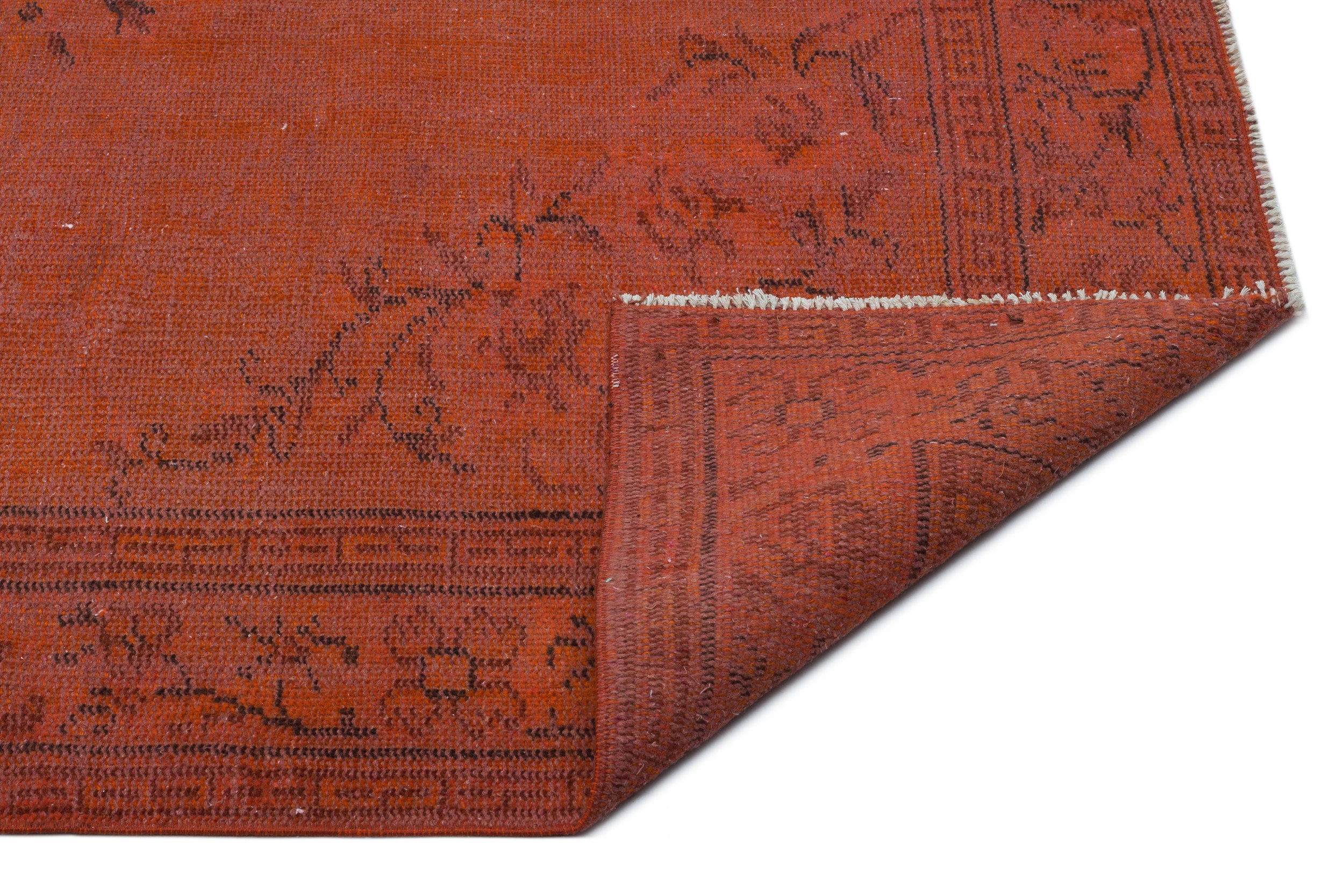 Orange Over Dyed Vintage Rug 5'4'' x 8'8'' ft 163 x 265 cm