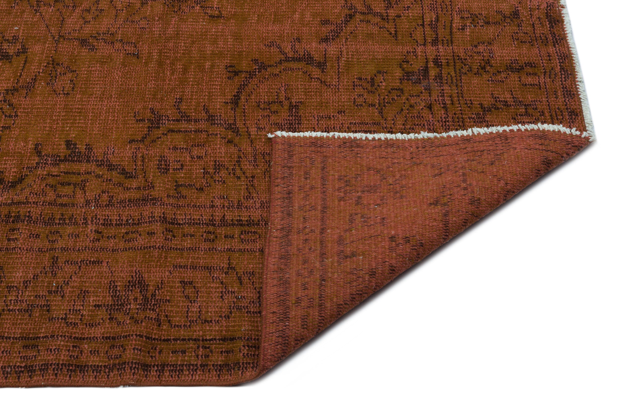 Brown Over Dyed Vintage Rug 5'7'' x 8'6'' ft 171 x 258 cm