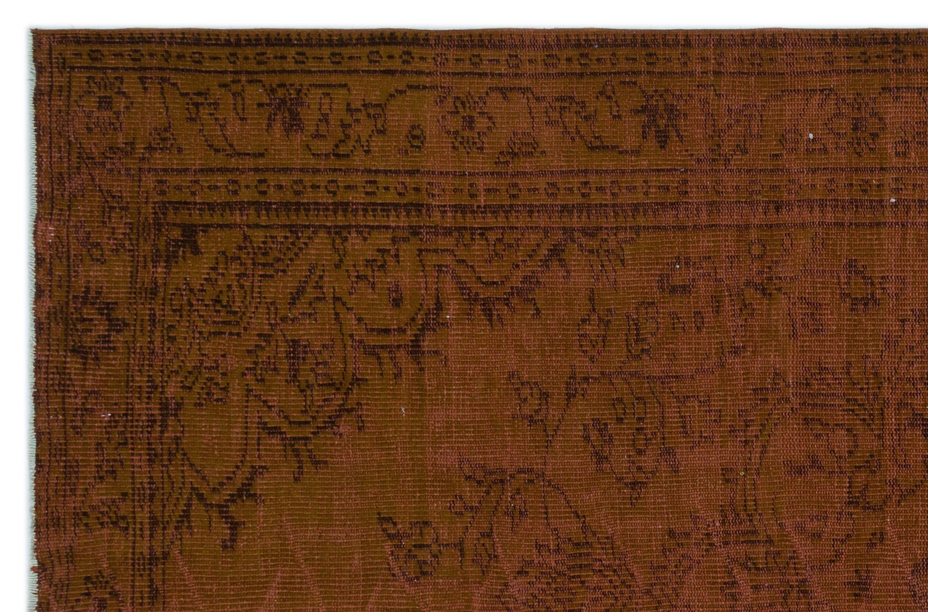 Brown Over Dyed Vintage Rug 5'7'' x 8'6'' ft 171 x 258 cm