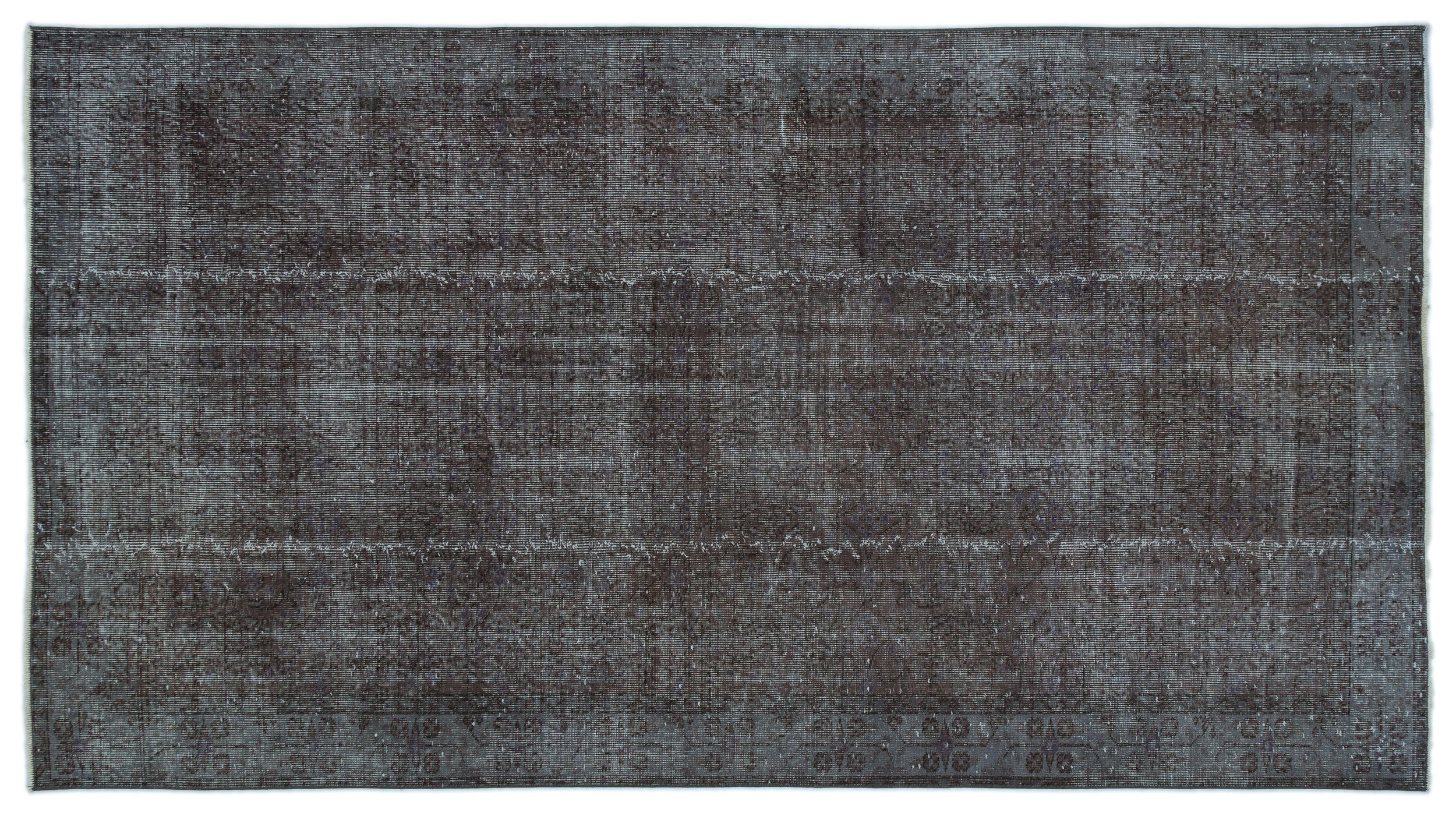 Gray Over Dyed Vintage Rug 4'12'' x 9'0'' ft 152 x 275 cm