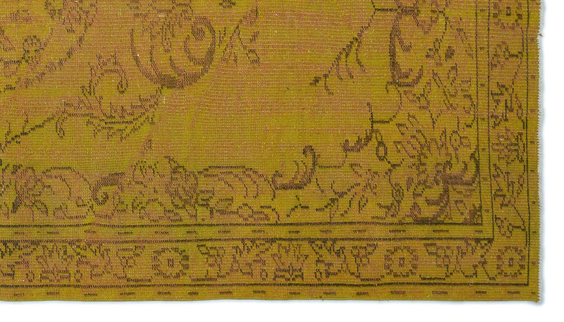 Yellow Over Dyed Vintage Rug 4'11'' x 8'12'' ft 151 x 274 cm