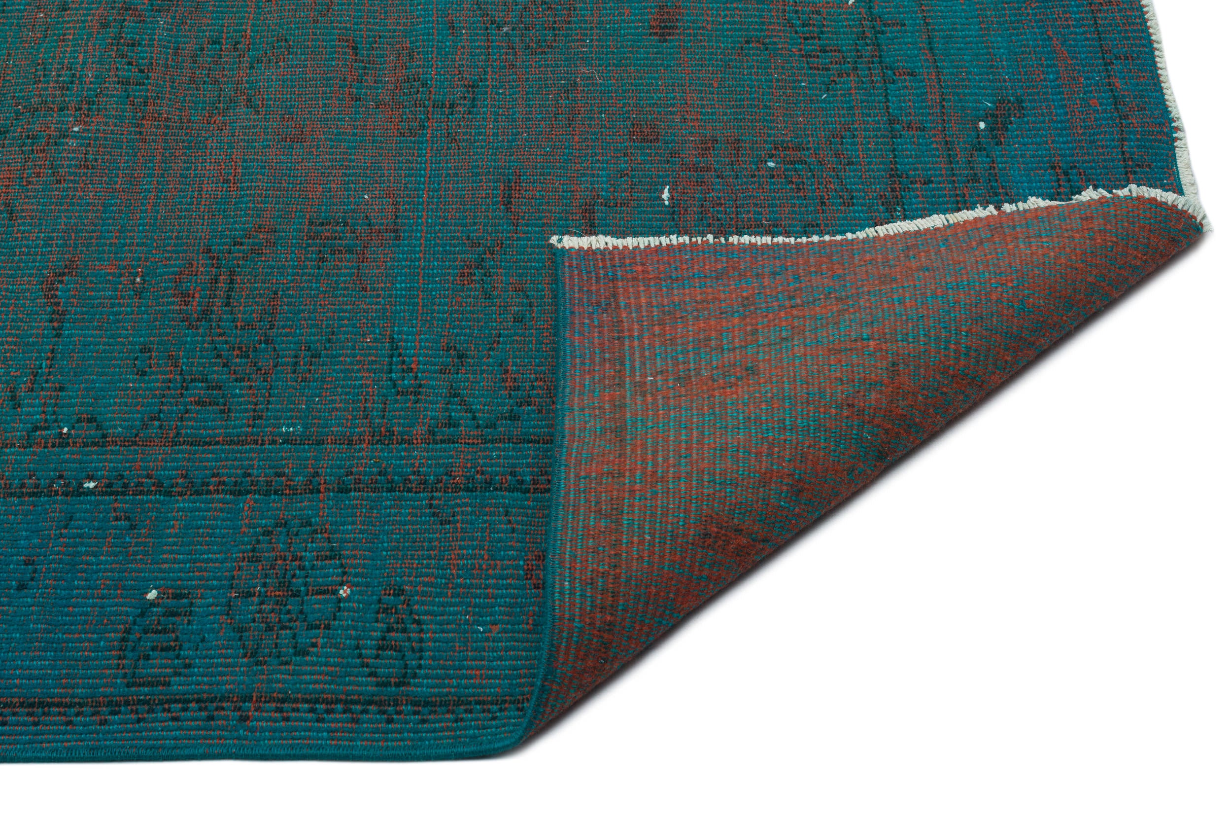 Turquoise  Over Dyed Vintage Rug 5'11'' x 8'6'' ft 181 x 260 cm