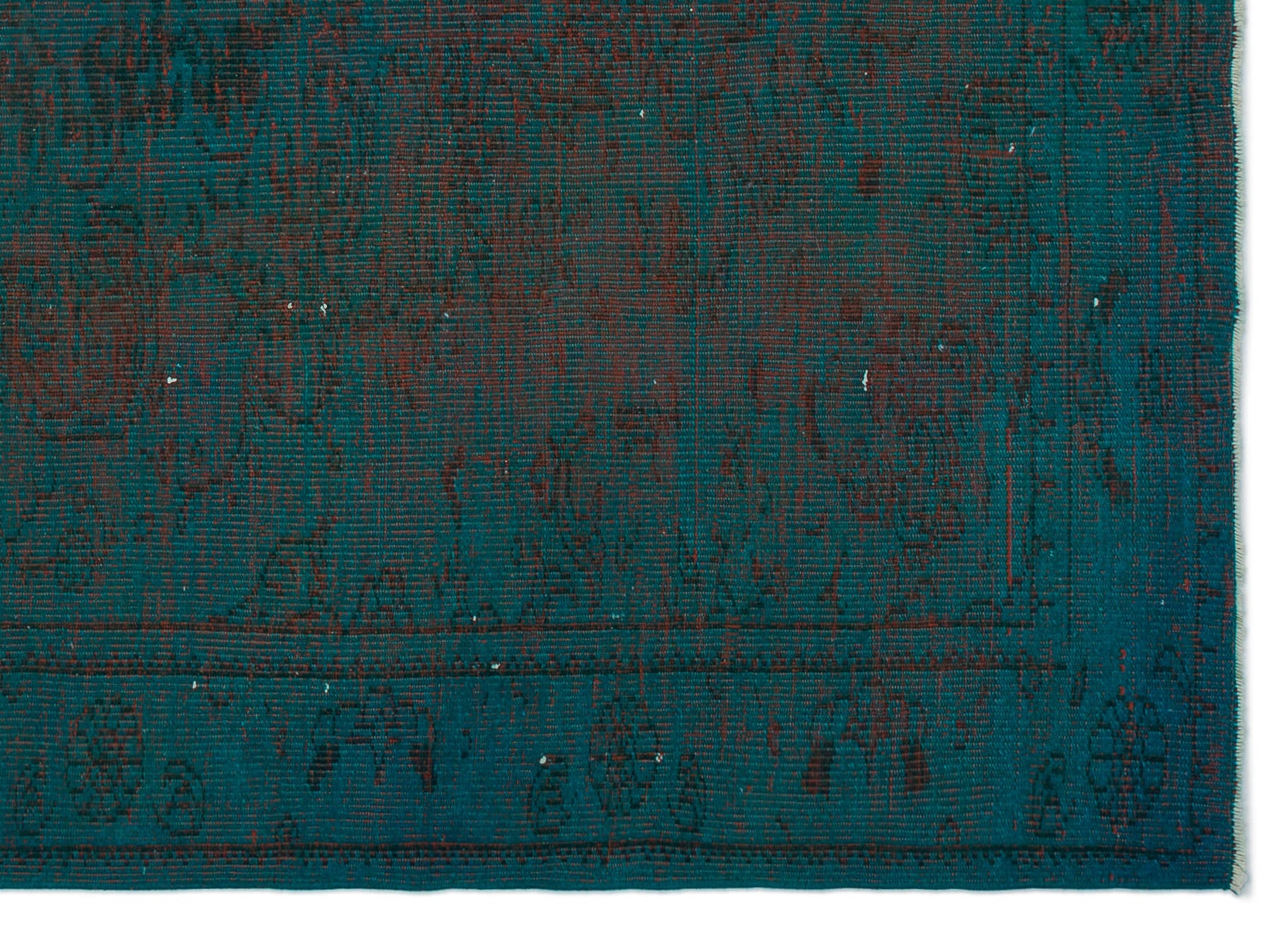 Turquoise  Over Dyed Vintage Rug 5'11'' x 8'6'' ft 181 x 260 cm