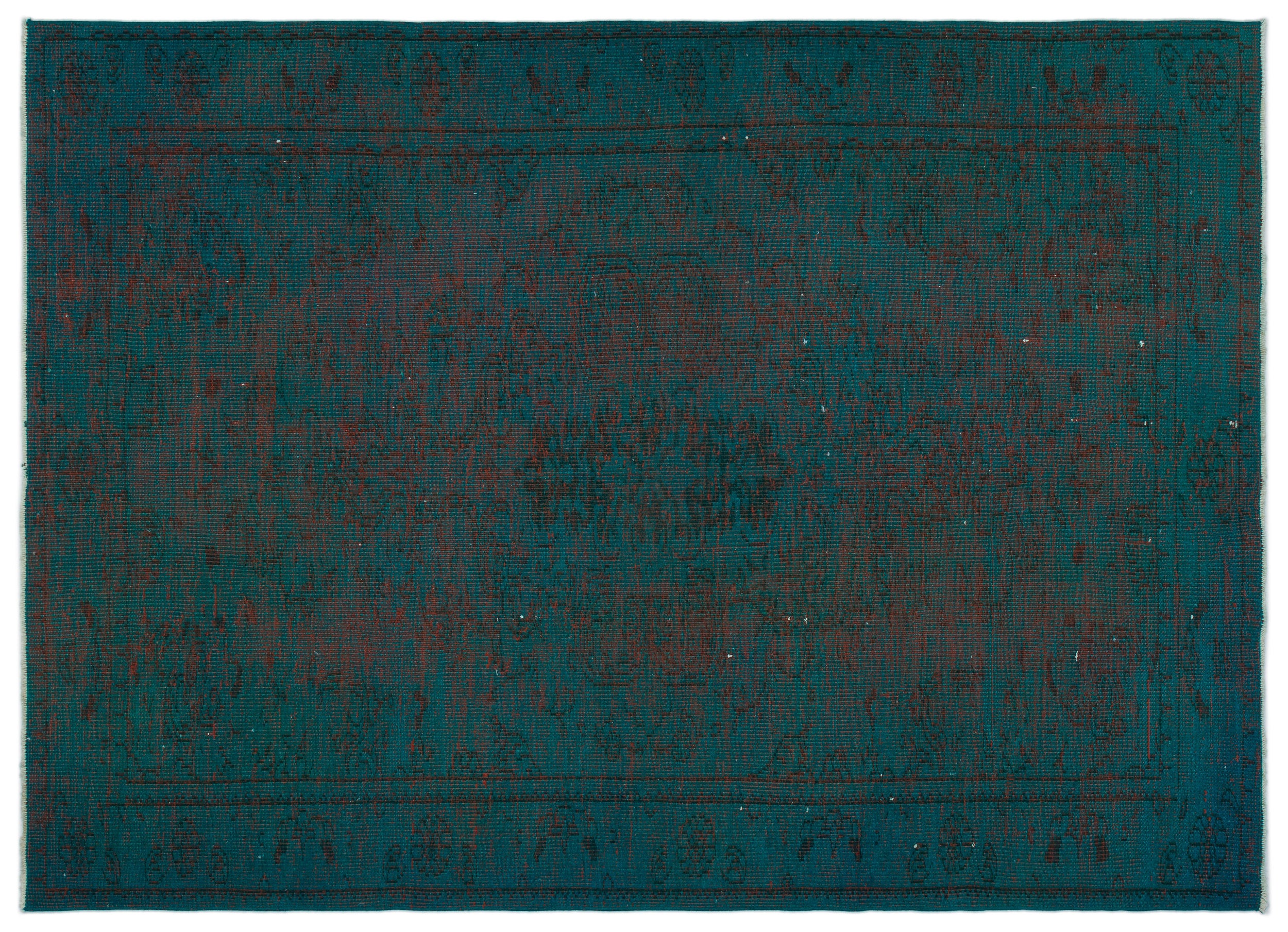Turquoise  Over Dyed Vintage Rug 5'11'' x 8'6'' ft 181 x 260 cm