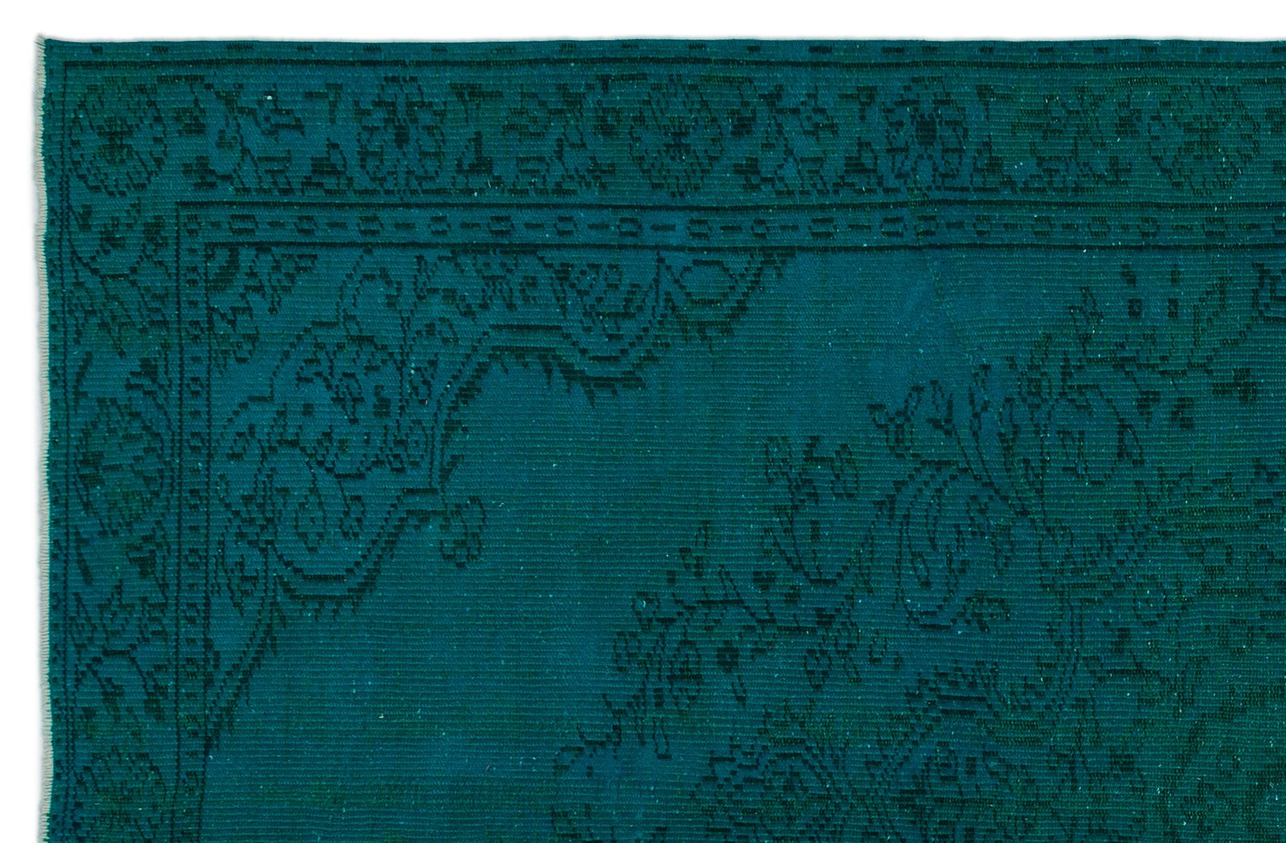 Turquoise  Over Dyed Vintage Rug 5'5'' x 8'6'' ft 164 x 259 cm