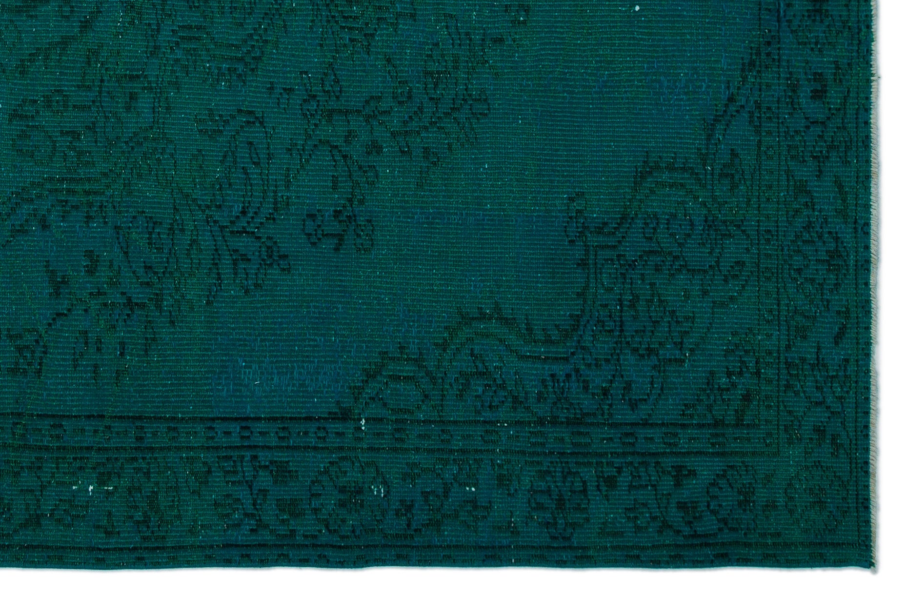Turquoise  Over Dyed Vintage Rug 5'5'' x 8'6'' ft 164 x 259 cm