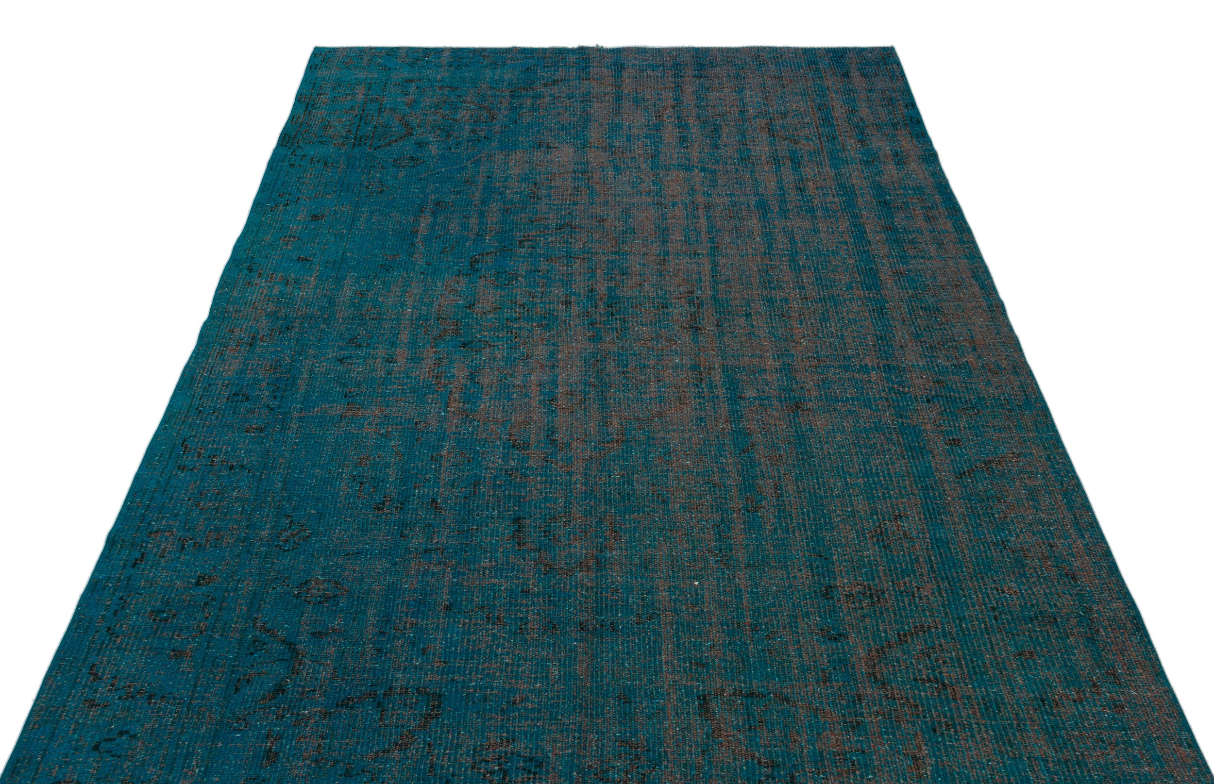 Turquoise  Over Dyed Vintage Rug 5'4'' x 8'6'' ft 162 x 260 cm