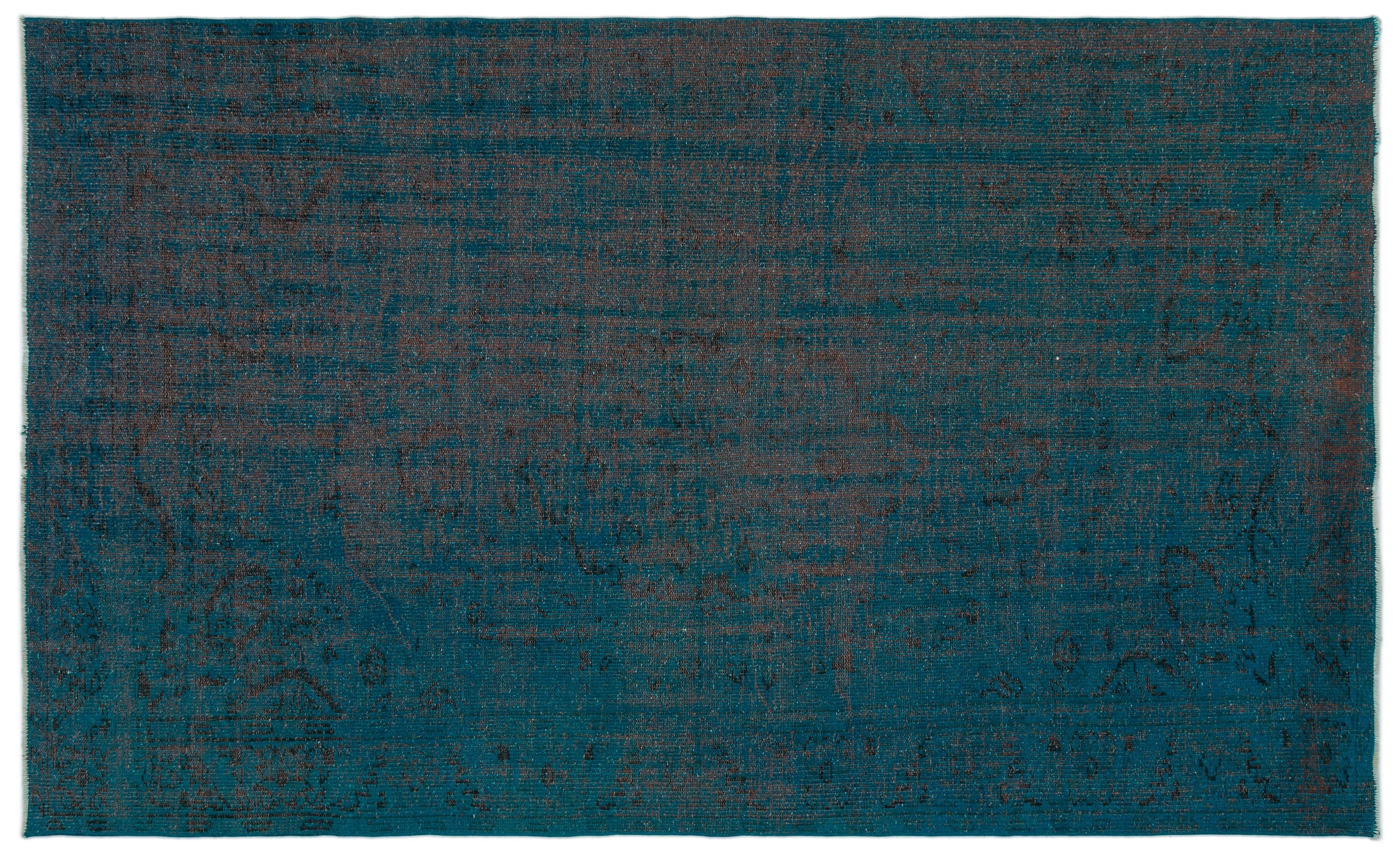 Turquoise  Over Dyed Vintage Rug 5'4'' x 8'6'' ft 162 x 260 cm