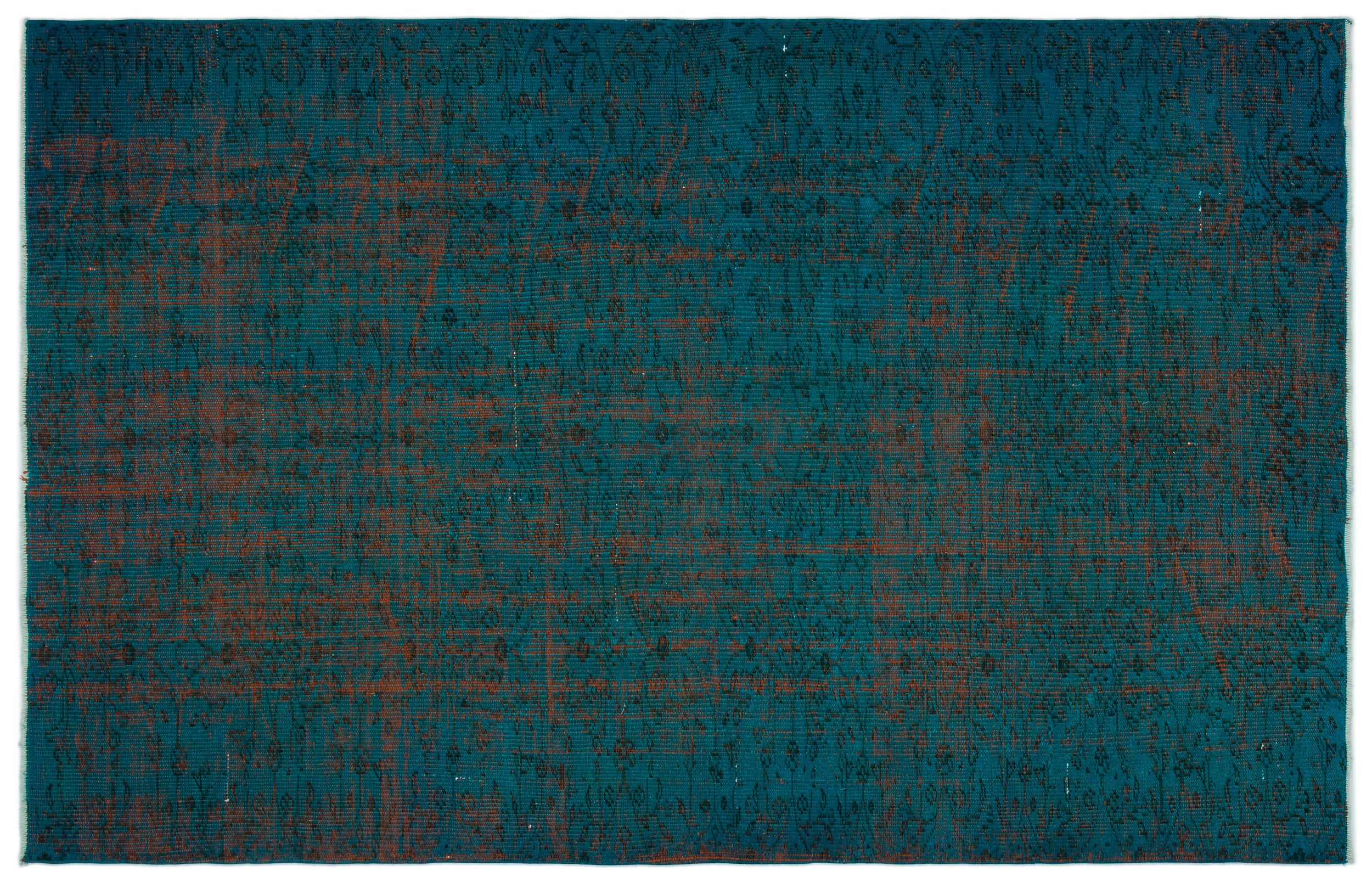 Turquoise  Over Dyed Vintage Rug 5'2'' x 7'11'' ft 158 x 241 cm