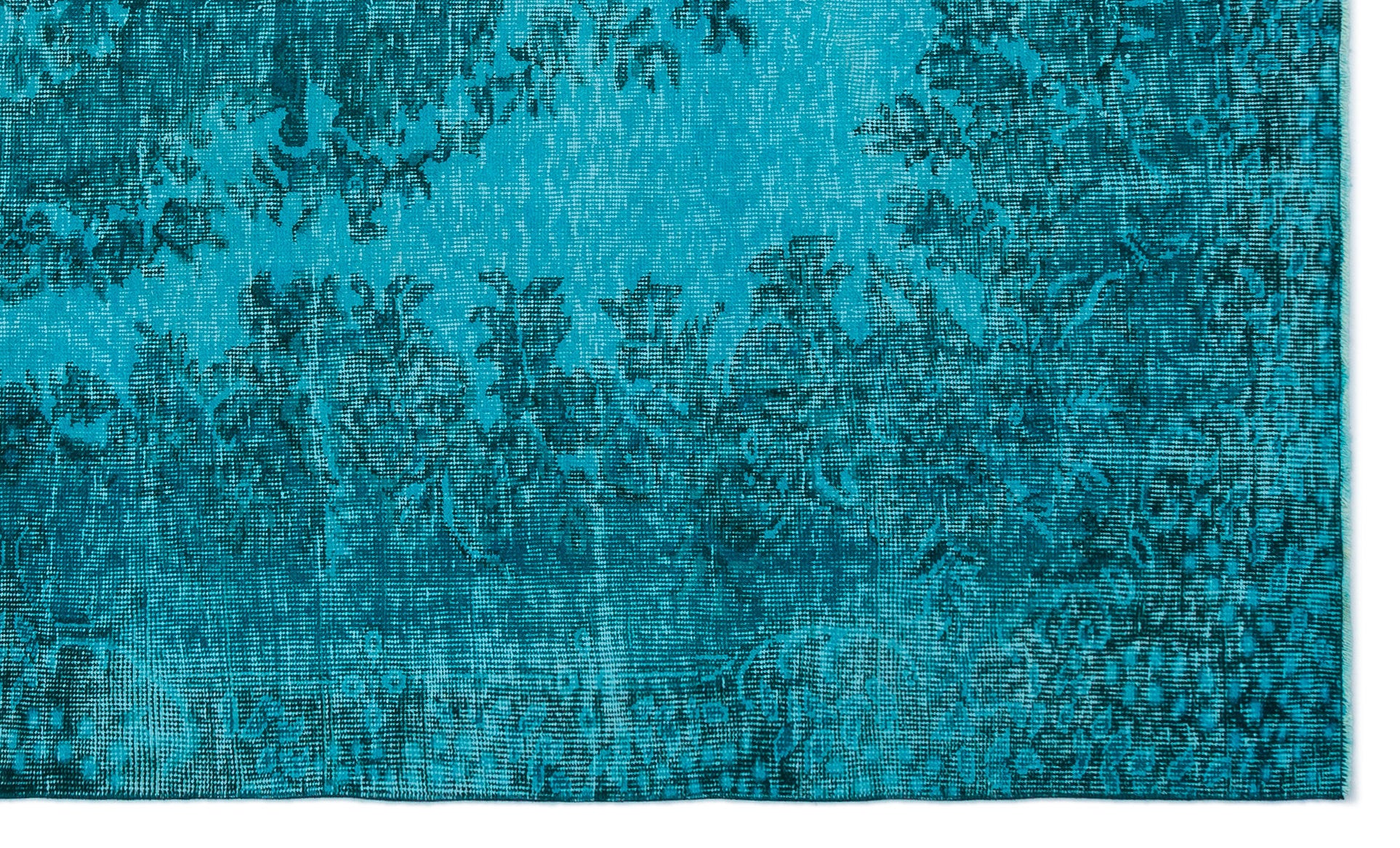 Turquoise  Over Dyed Vintage Rug 5'3'' x 8'11'' ft 160 x 271 cm