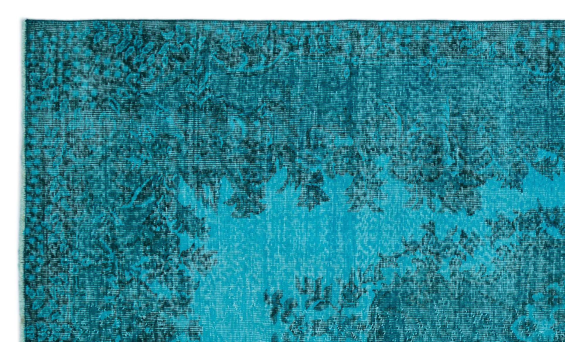 Turquoise  Over Dyed Vintage Rug 5'3'' x 8'11'' ft 160 x 271 cm