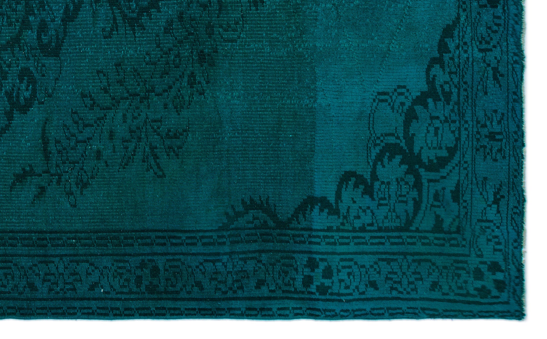 Turquoise  Over Dyed Vintage Rug 5'5'' x 8'8'' ft 165 x 265 cm