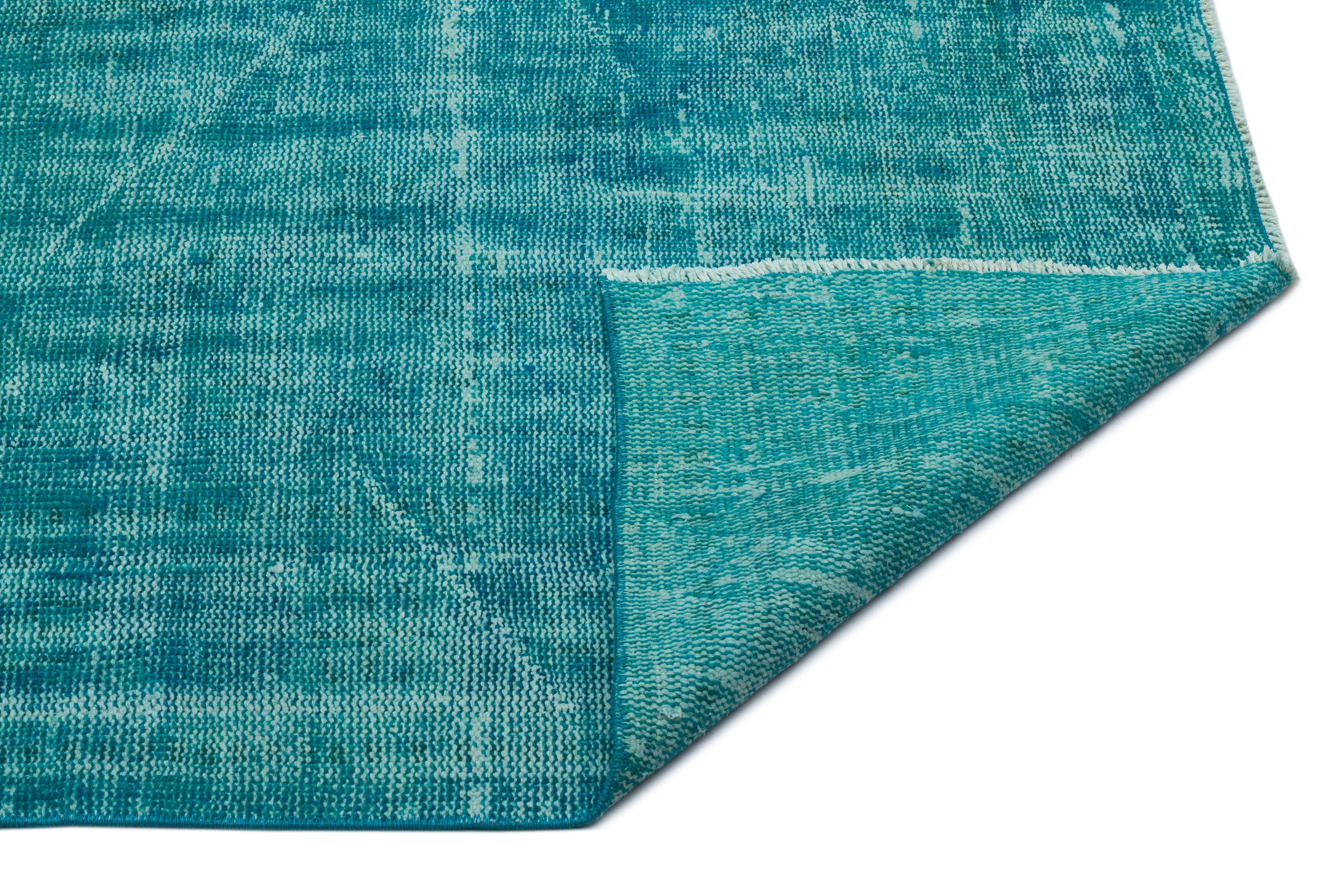 Turquoise  Over Dyed Vintage Rug 6'2'' x 9'9'' ft 187 x 298 cm