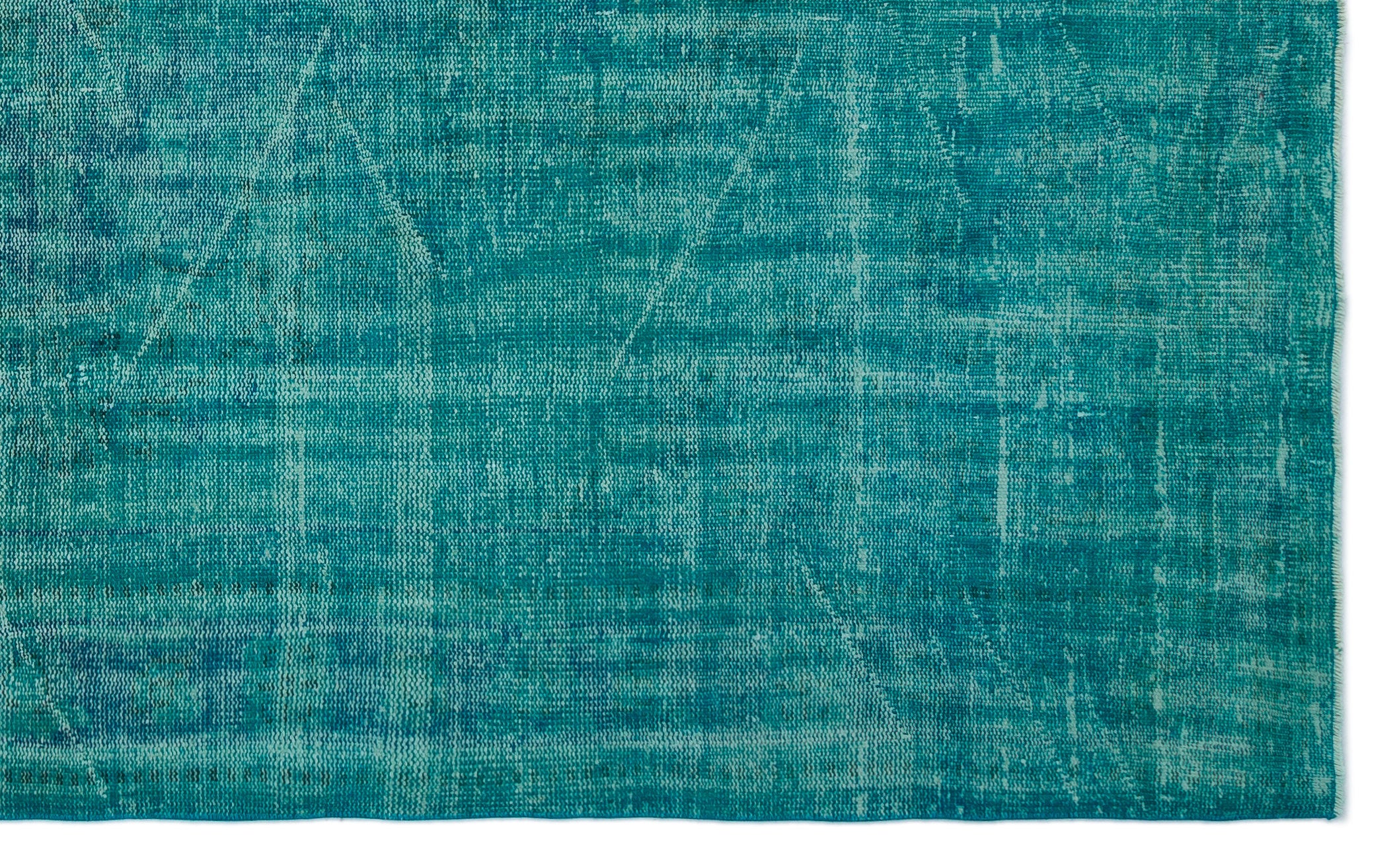 Turquoise  Over Dyed Vintage Rug 6'2'' x 9'9'' ft 187 x 298 cm