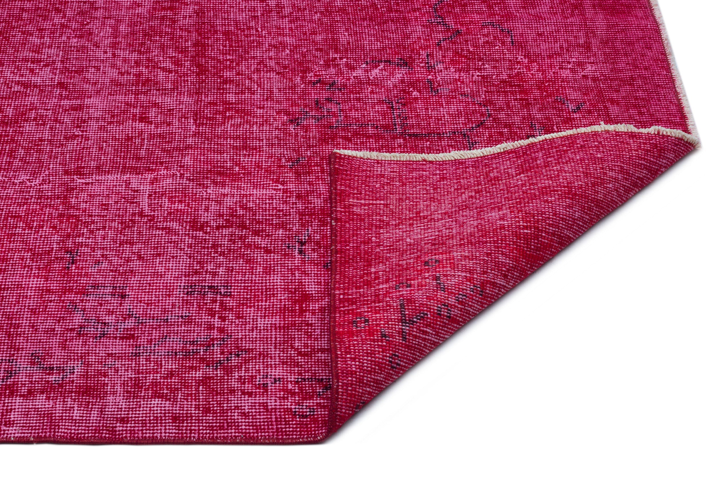 Red Over Dyed Vintage Rug 5'2'' x 9'2'' ft 158 x 280 cm