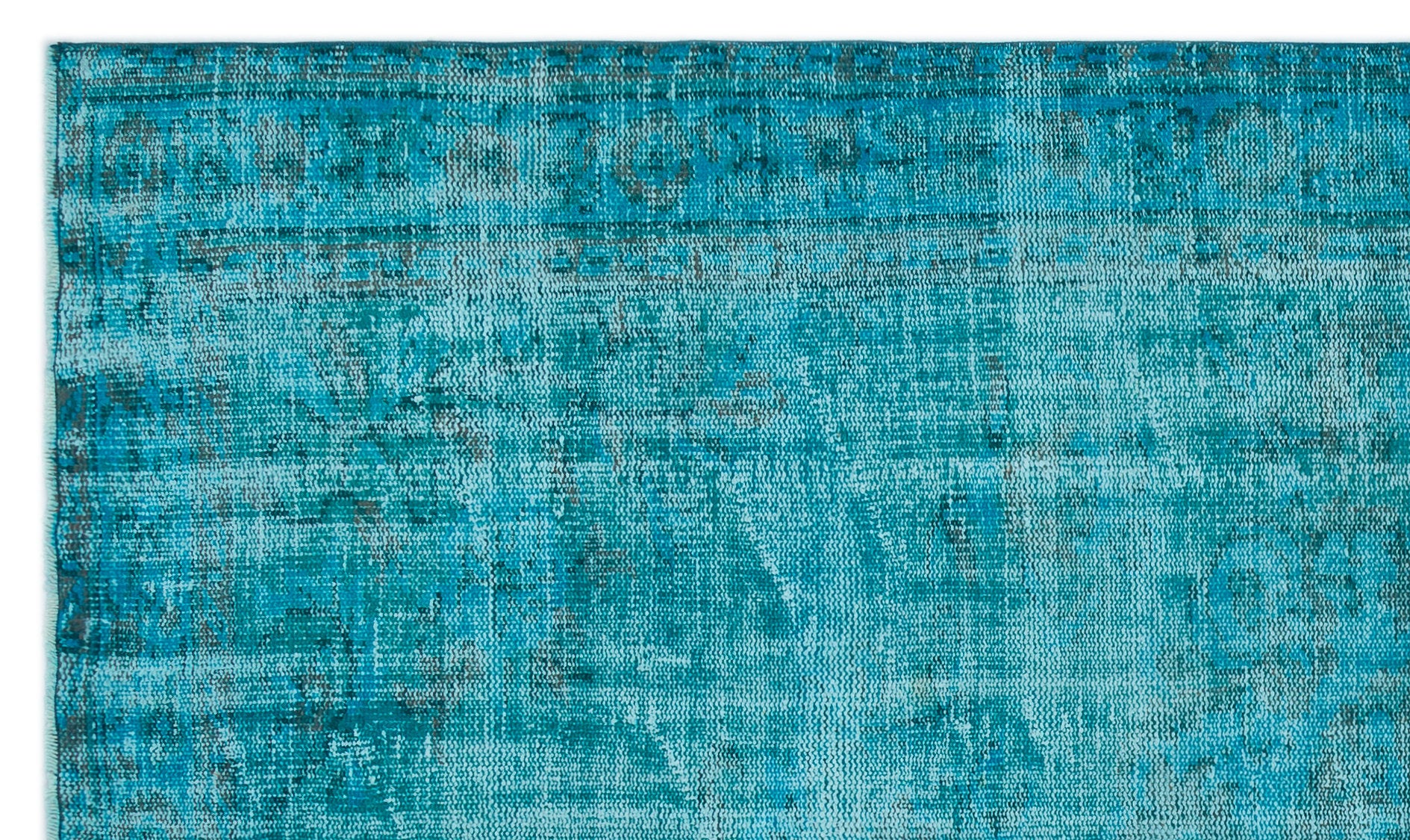 Turquoise  Over Dyed Vintage Rug 5'1'' x 8'10'' ft 156 x 268 cm