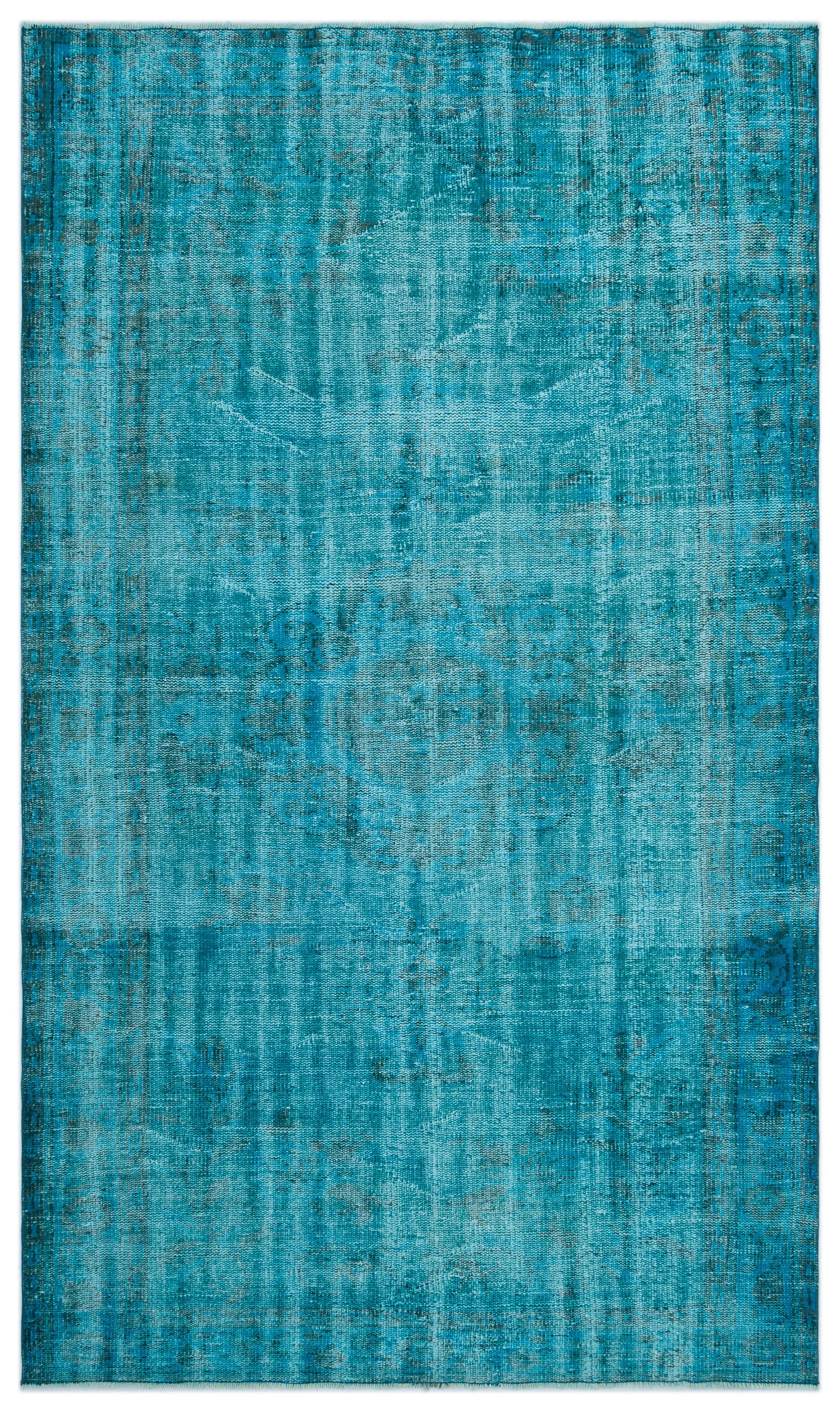 Turquoise  Over Dyed Vintage Rug 5'1'' x 8'10'' ft 156 x 268 cm