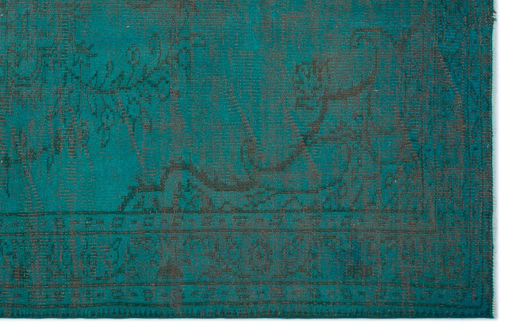 Turquoise  Over Dyed Vintage Rug 5'4'' x 8'6'' ft 163 x 260 cm