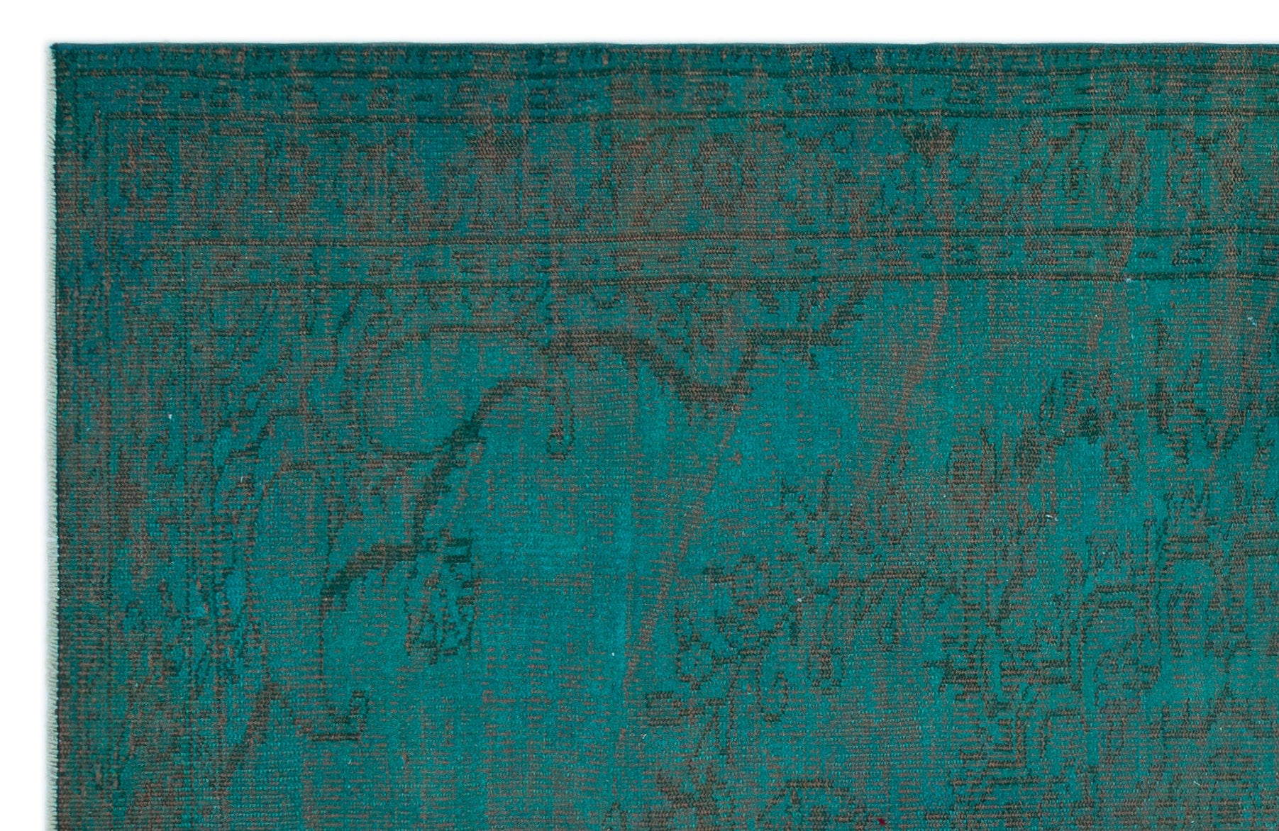 Turquoise  Over Dyed Vintage Rug 5'4'' x 8'6'' ft 163 x 260 cm