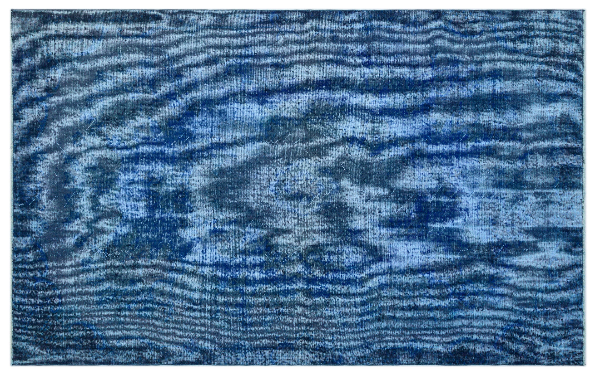 Blue Over Dyed Vintage Rug 5'5'' x 8'11'' ft 165 x 271 cm