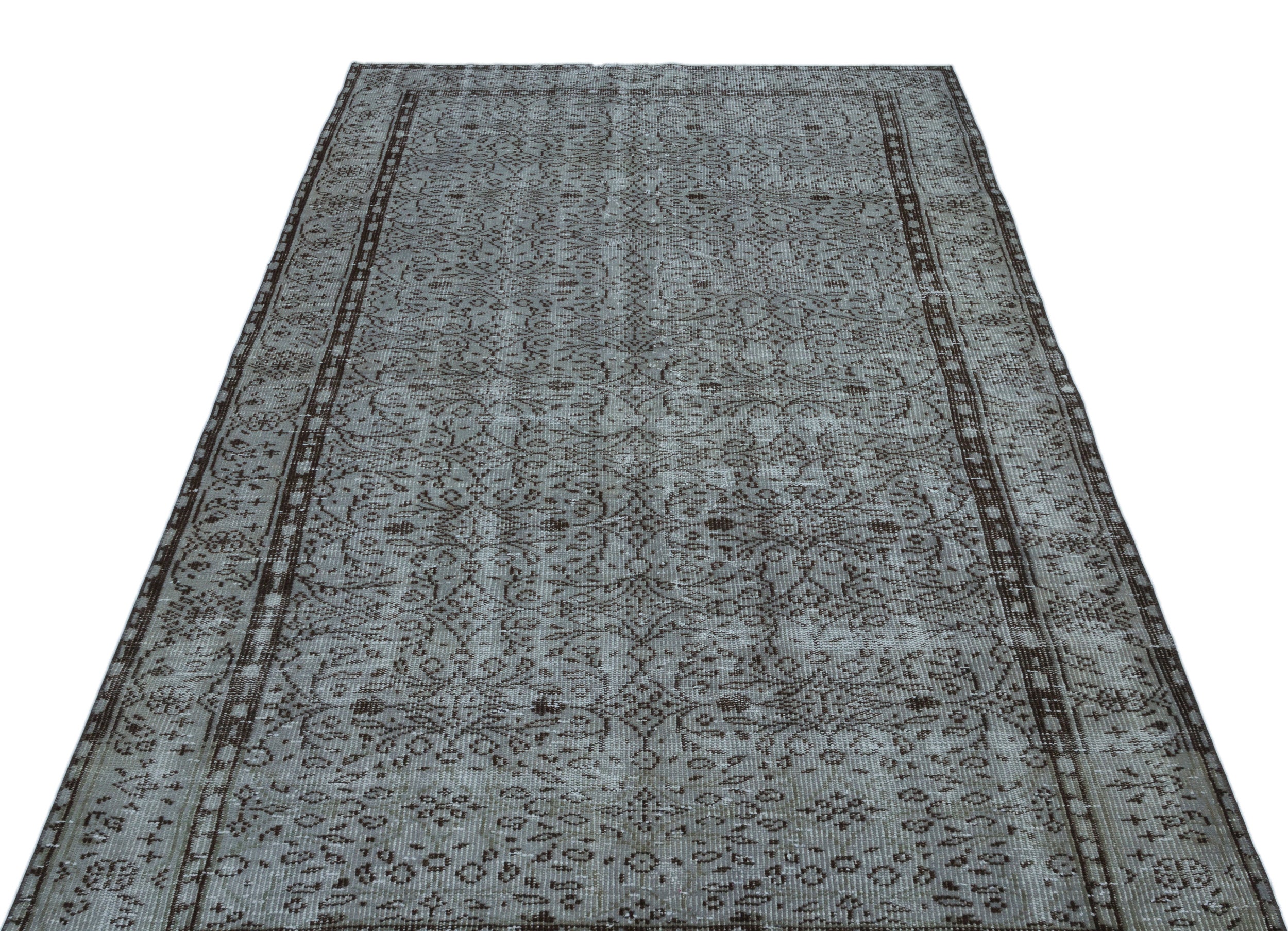 Gray Over Dyed Vintage Rug 4'10'' x 8'9'' ft 148 x 266 cm